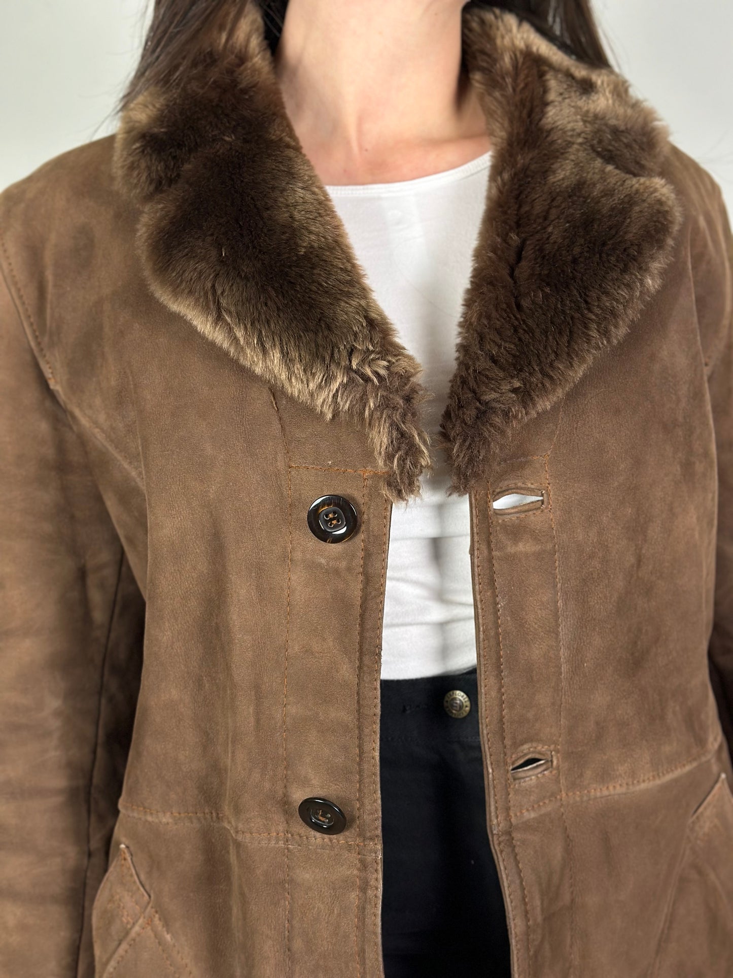 Vintage Brown Sheepskin Coat