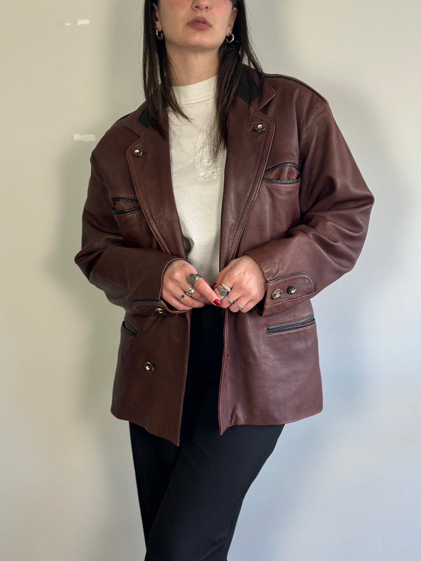 Vintage Leather Brown Blazer