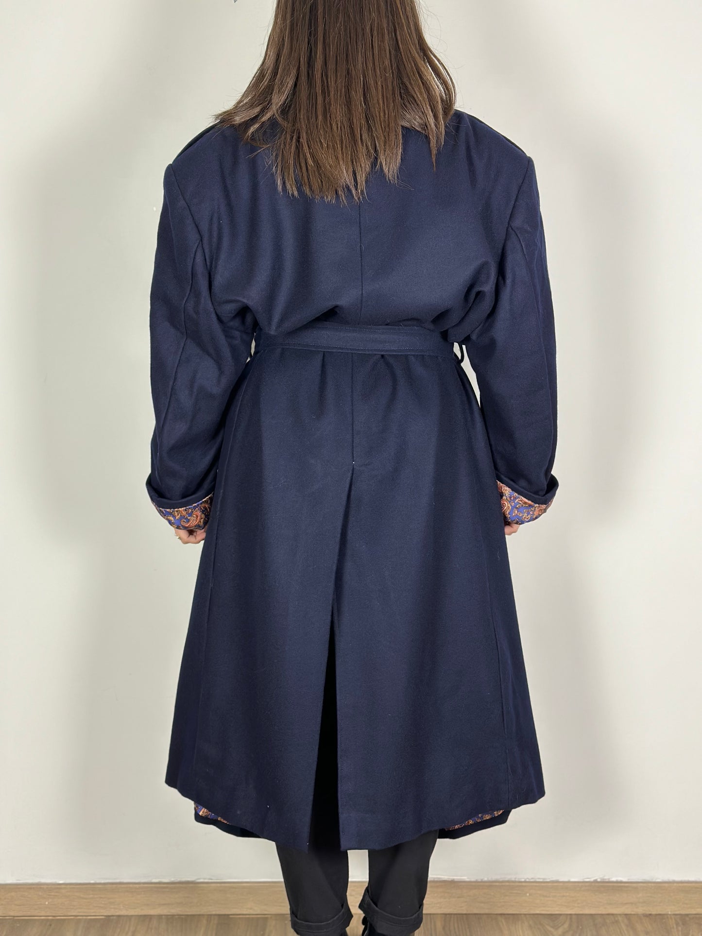 Vintage Dark Blue Belted Coat