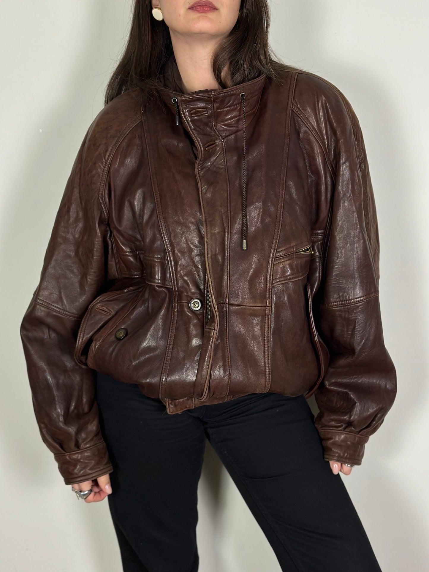 Vintage Dark Brown Leather Jacket