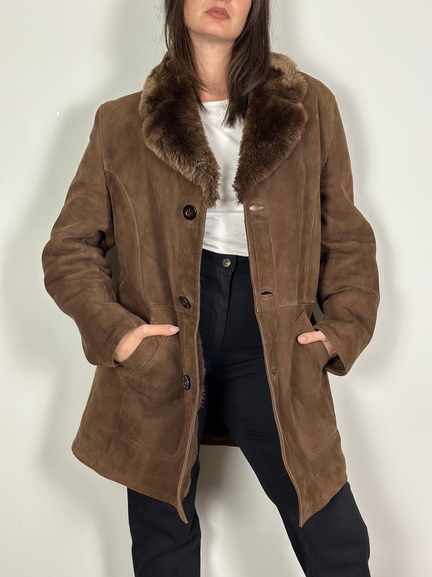 Vintage Brown Sheepskin Coat