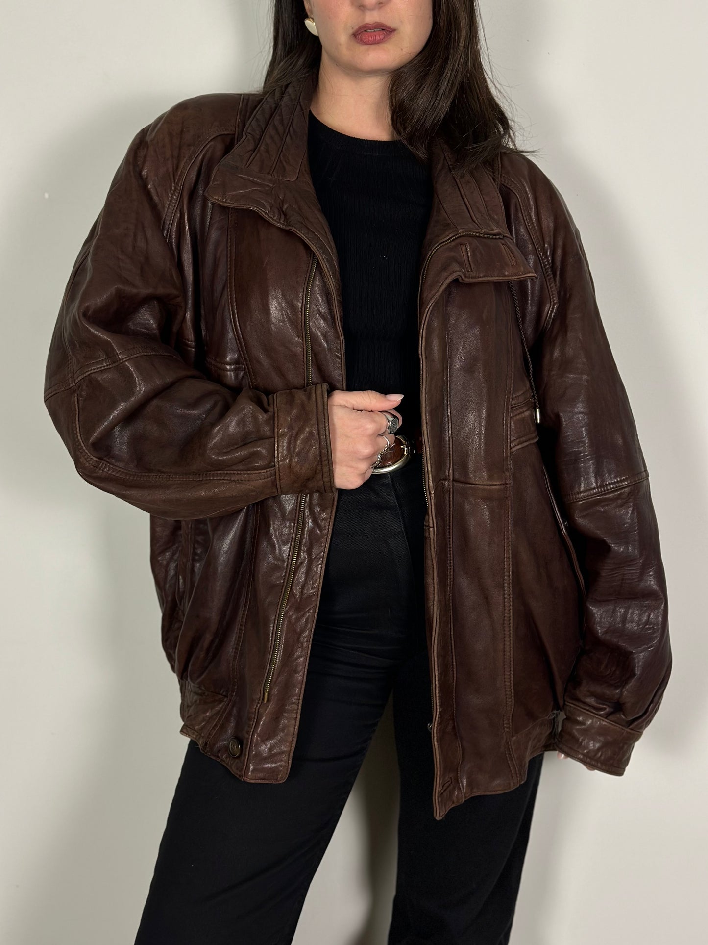 Vintage Dark Brown Leather Jacket