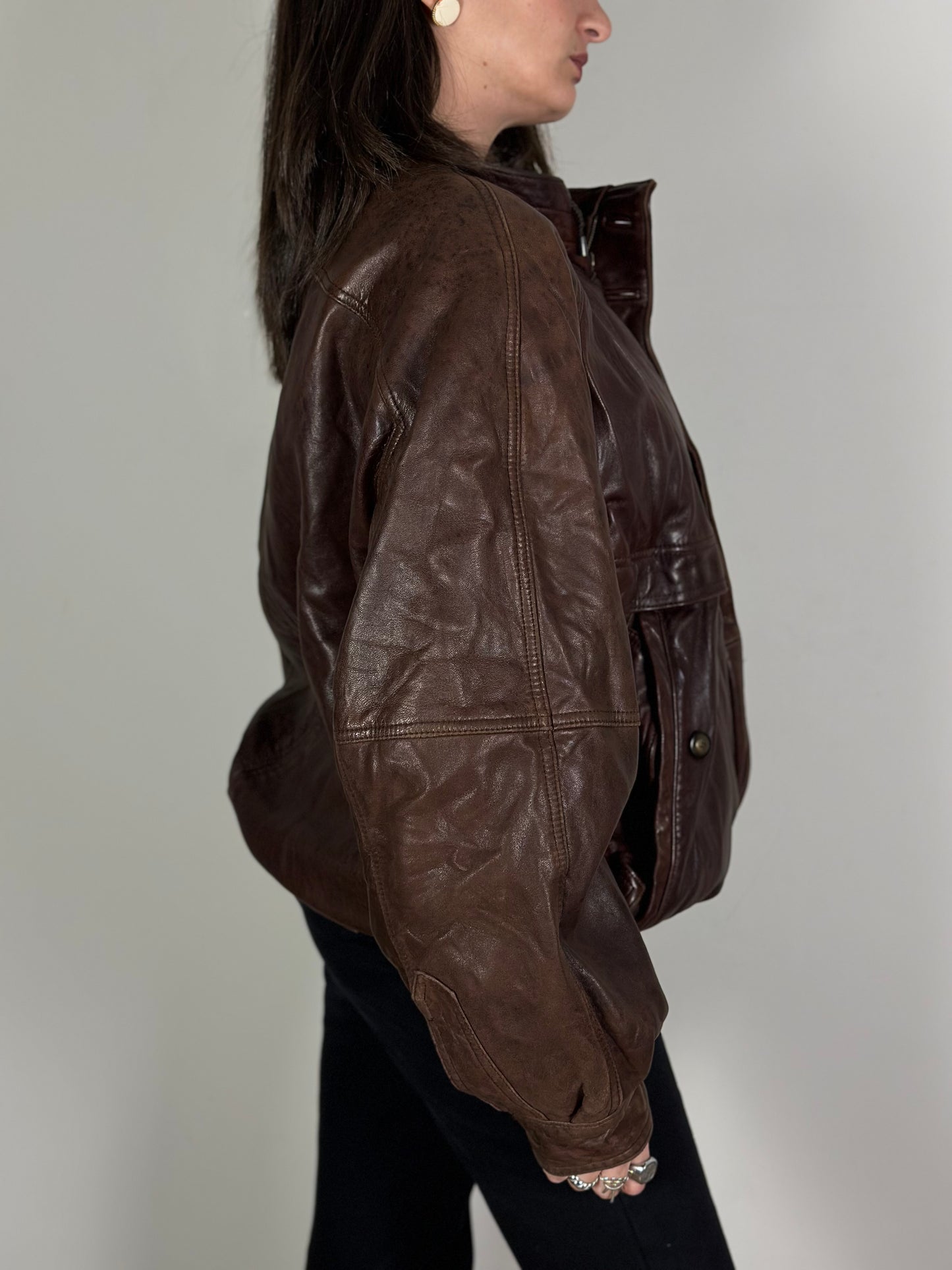 Vintage Dark Brown Leather Jacket