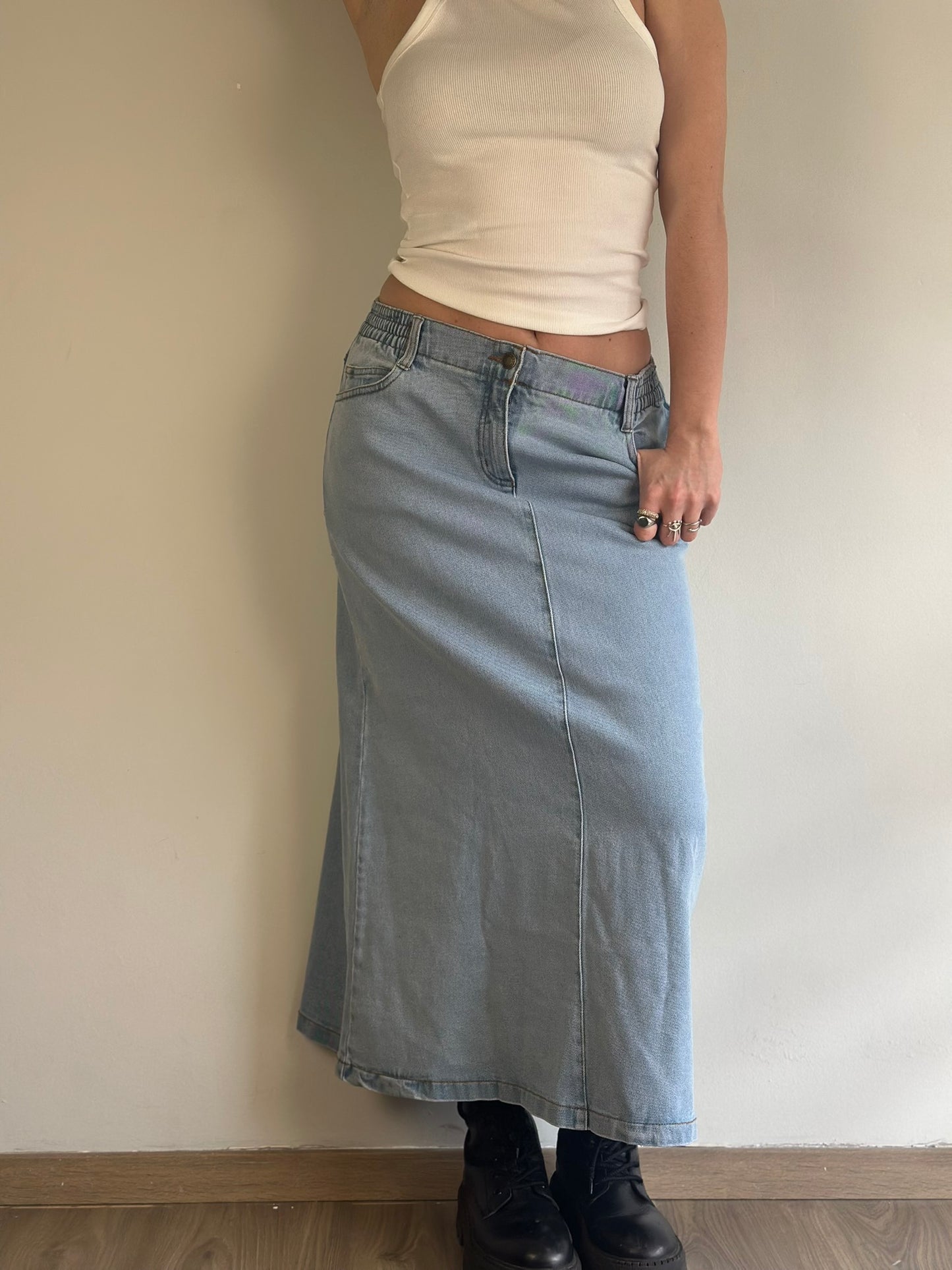 Vintage Denim Maxi Skirt