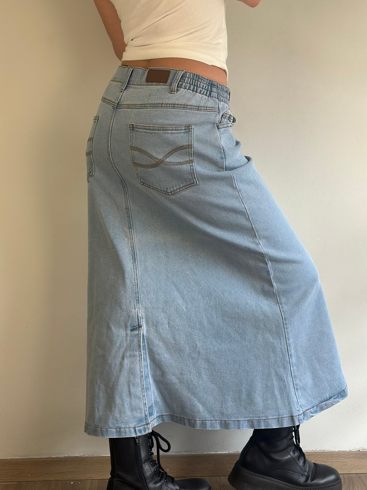 Vintage Denim Maxi Skirt