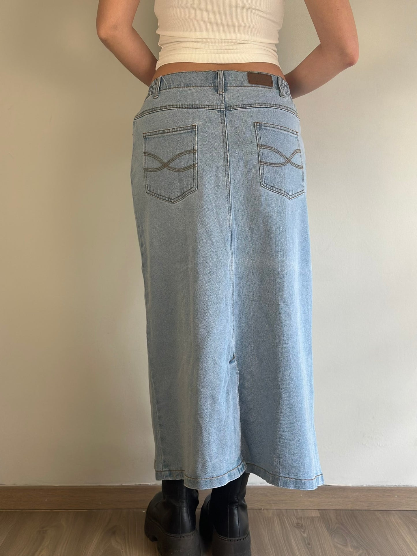 Vintage Denim Maxi Skirt