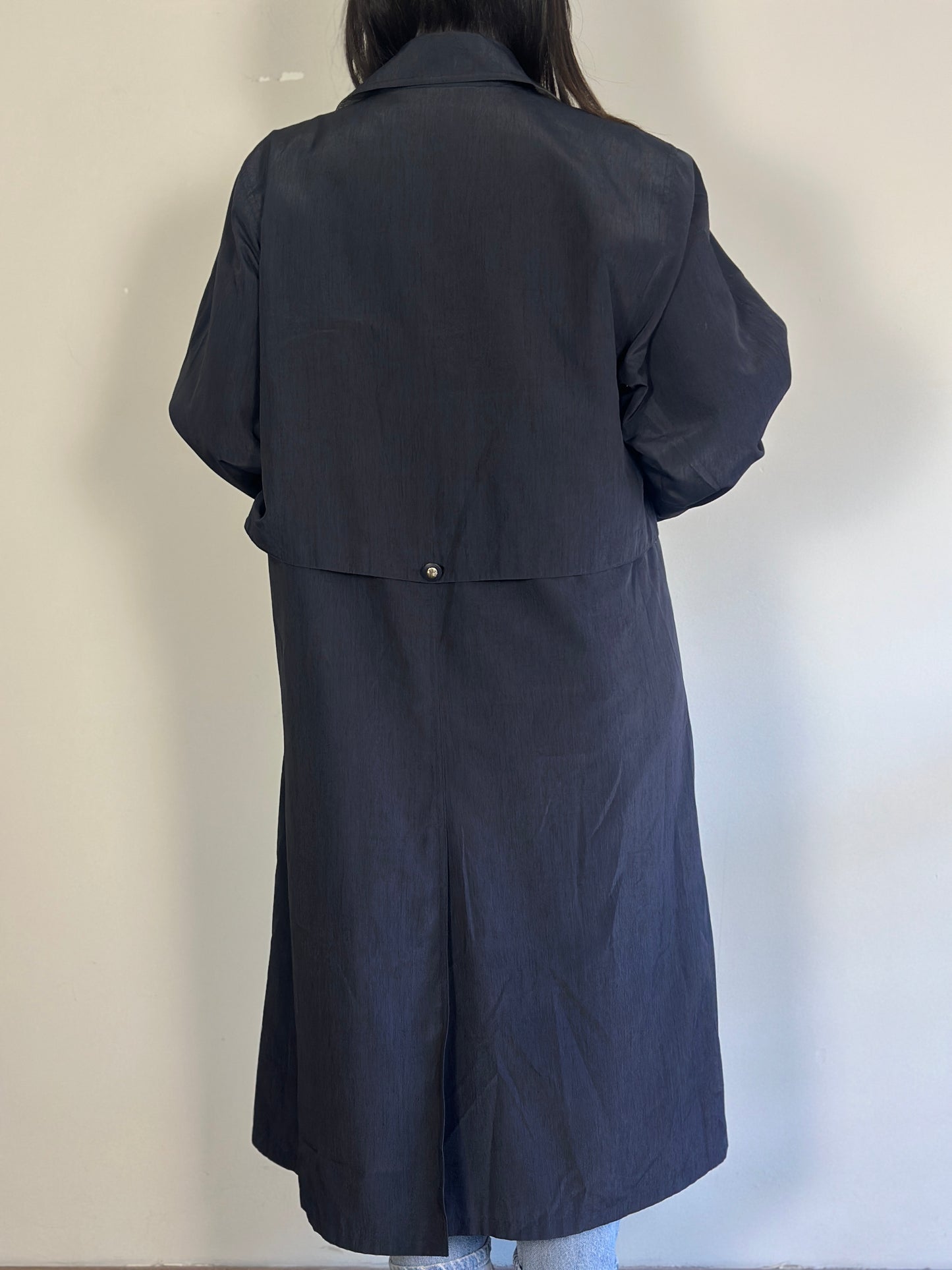 Dark Blue Trench Coat with beige details