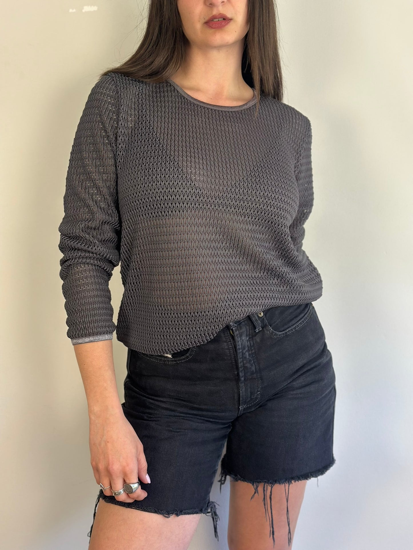 Mesh Long Sleeve Blouse
