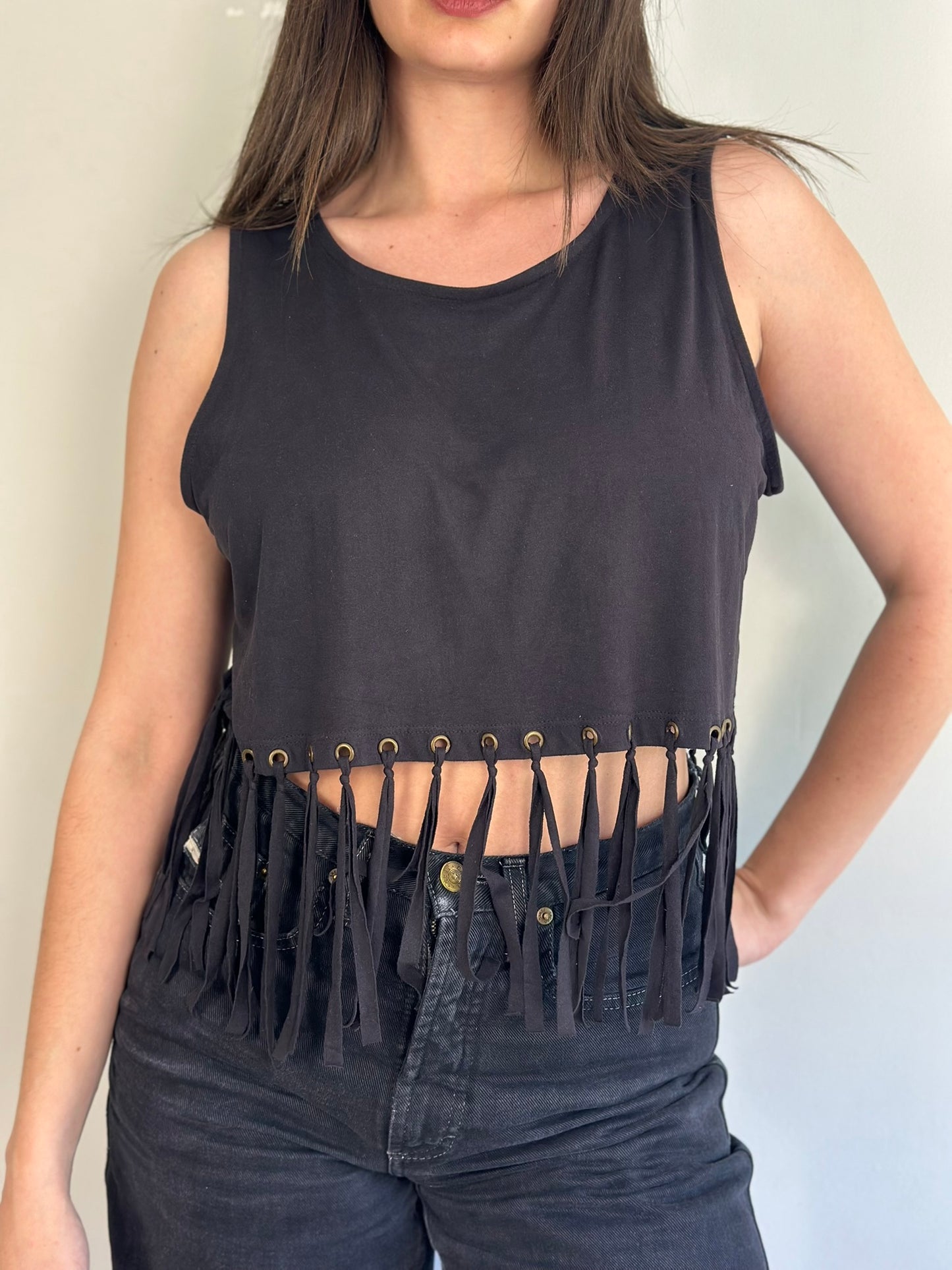 Black Fringe Top