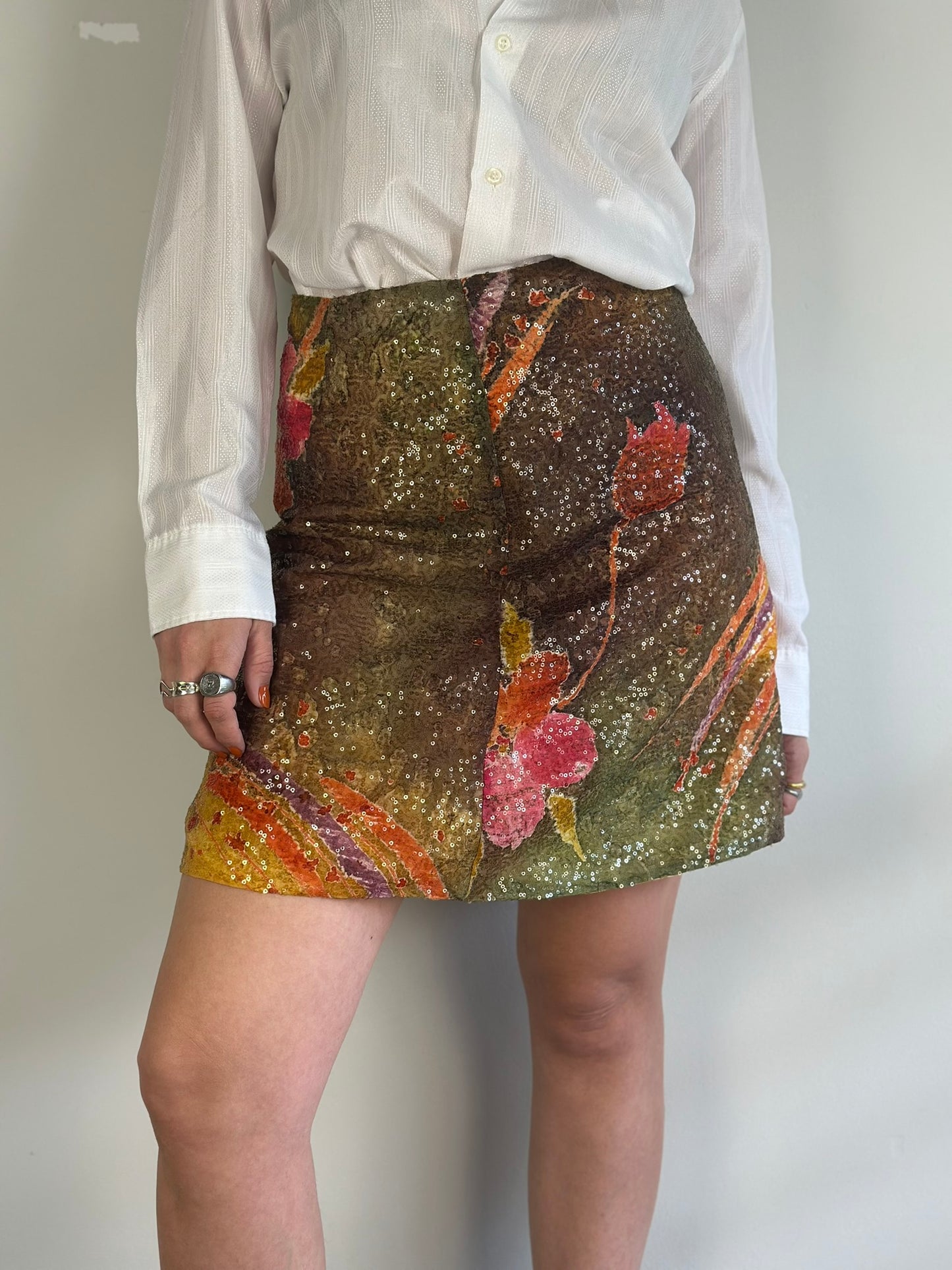 Floral Sequin Skirt