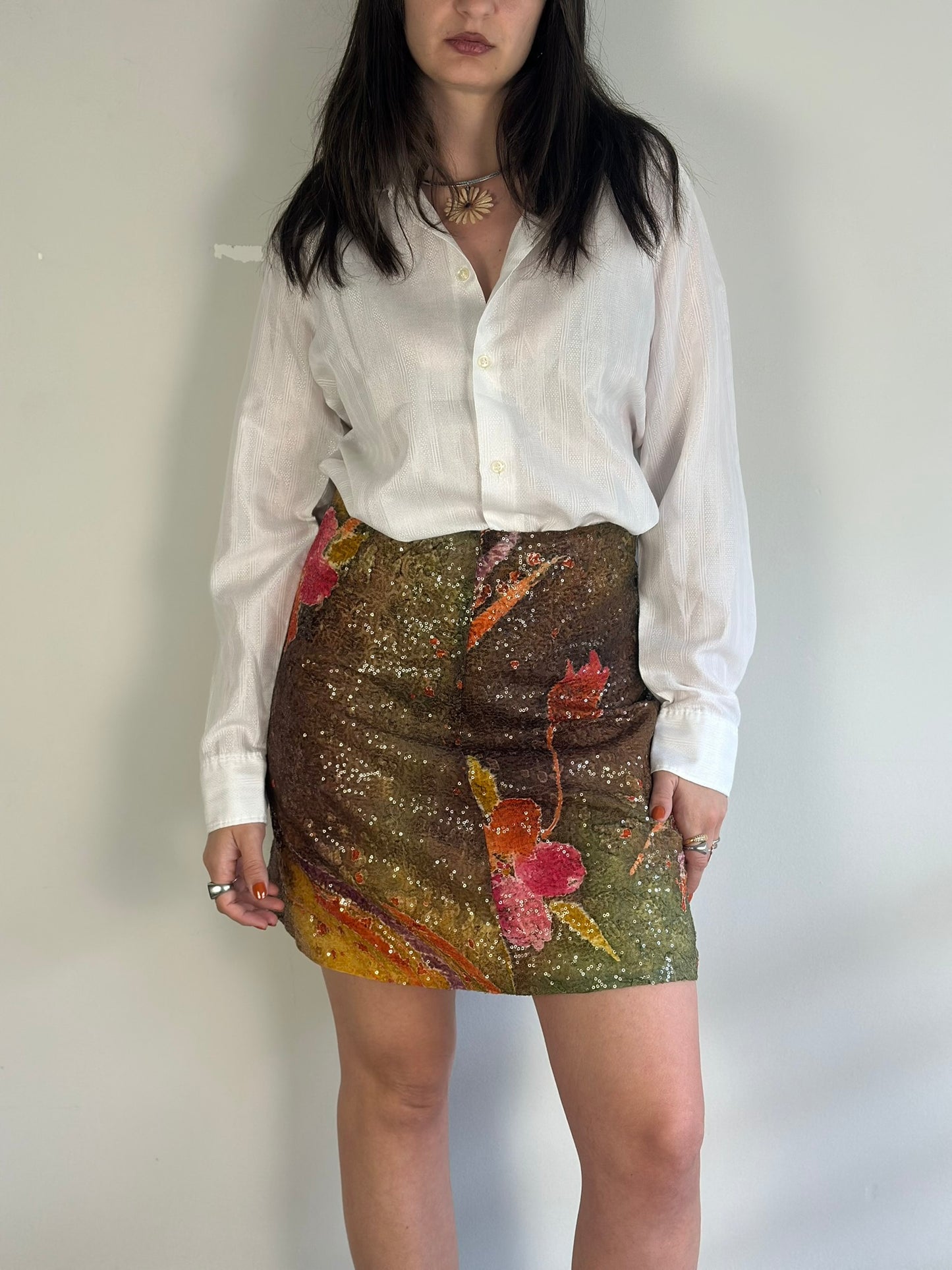 Floral Sequin Skirt