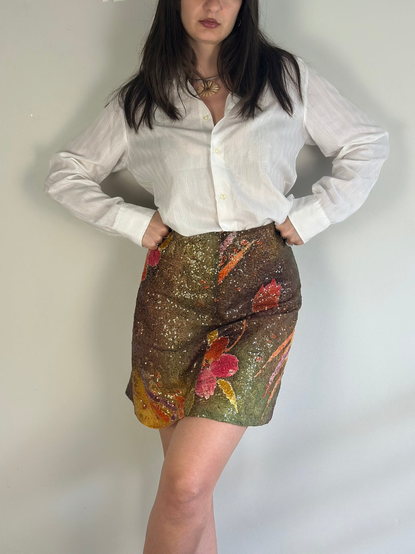Floral Sequin Skirt