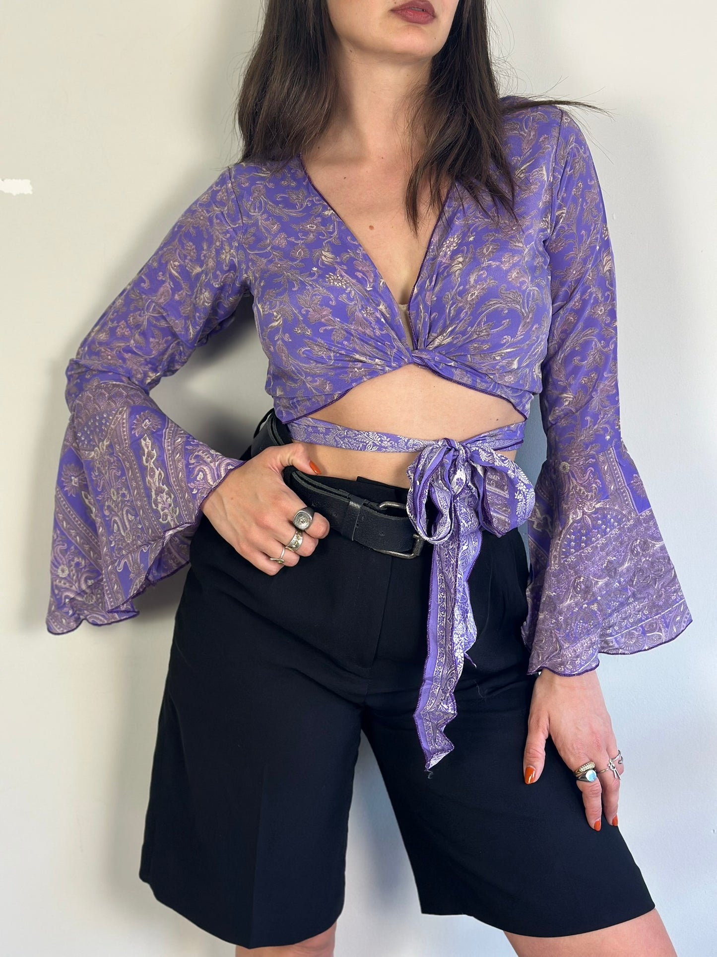 Recycled Silk Wrap Top
