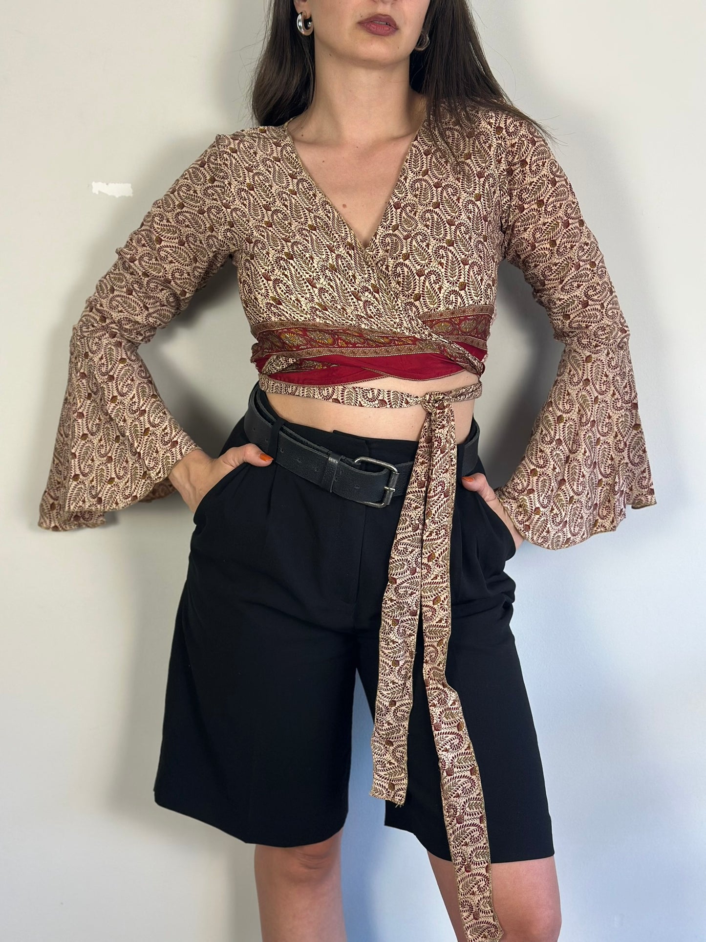 Recycled Silk Wrap Top