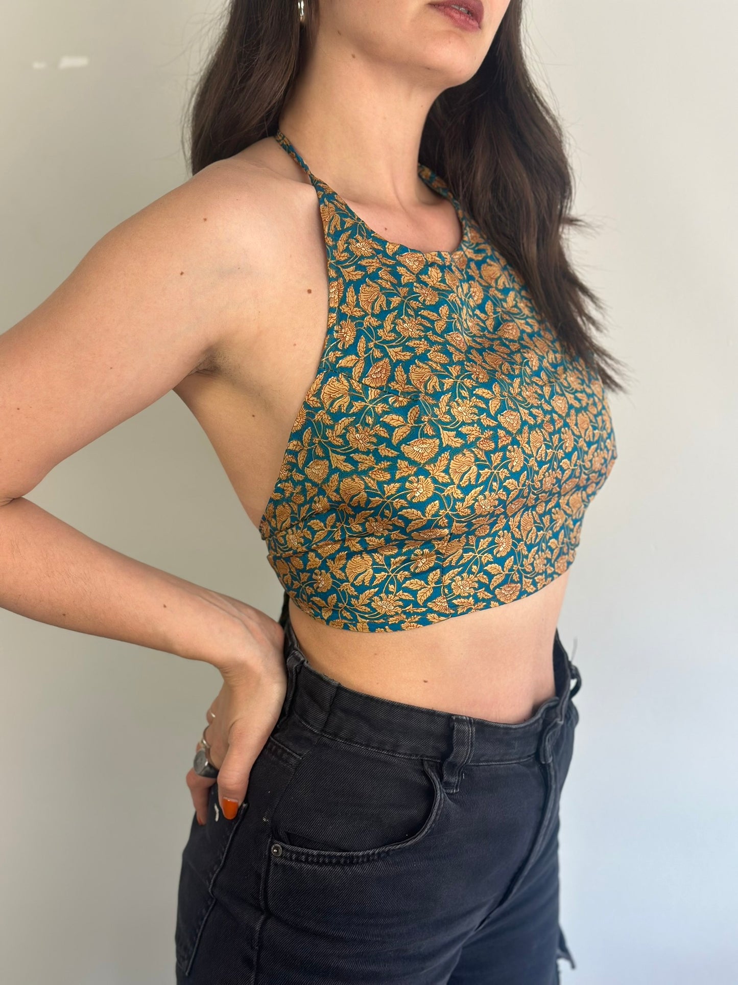 Silk Double Face Crop Top