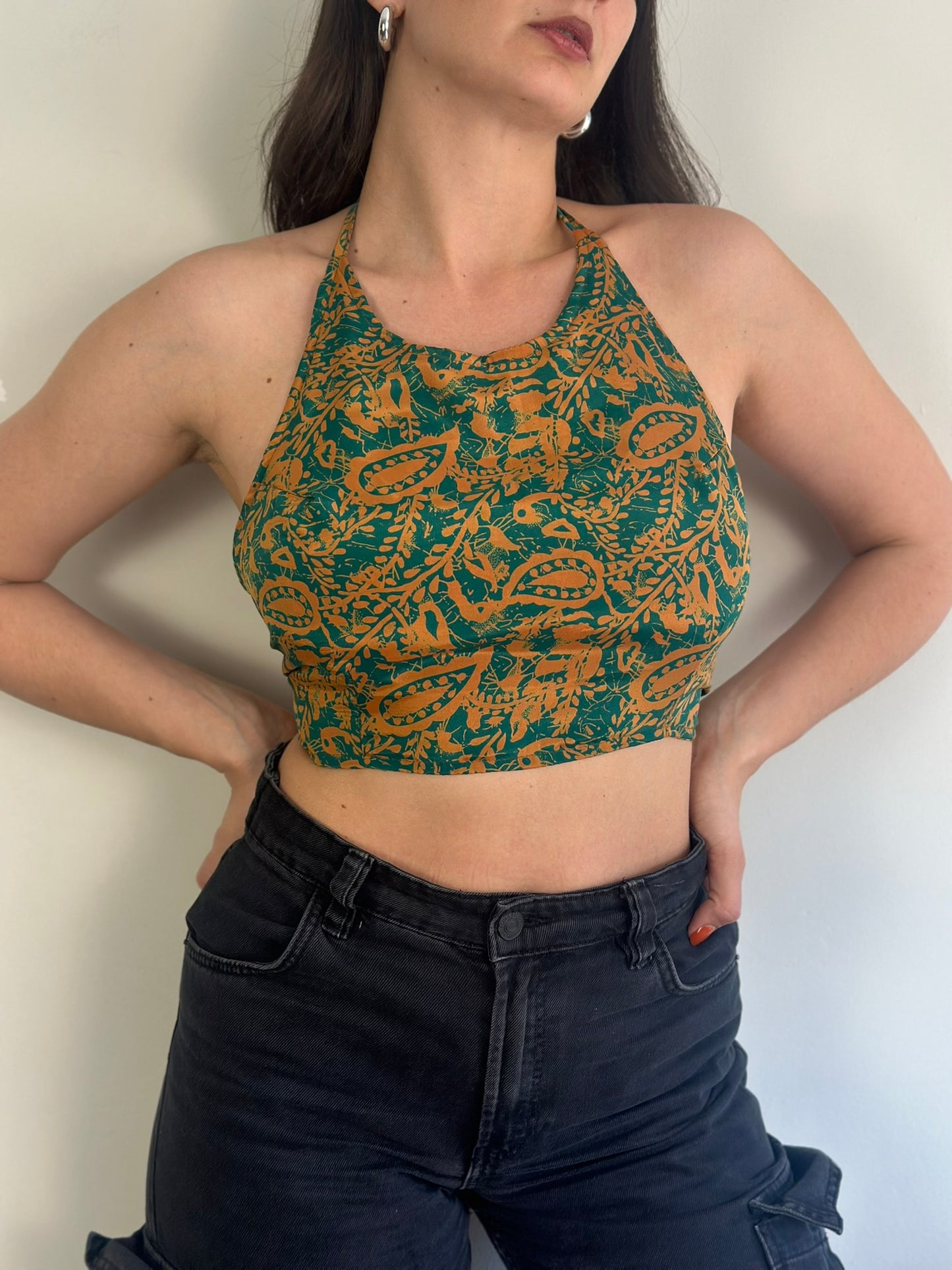 Silk Double Face Crop Top