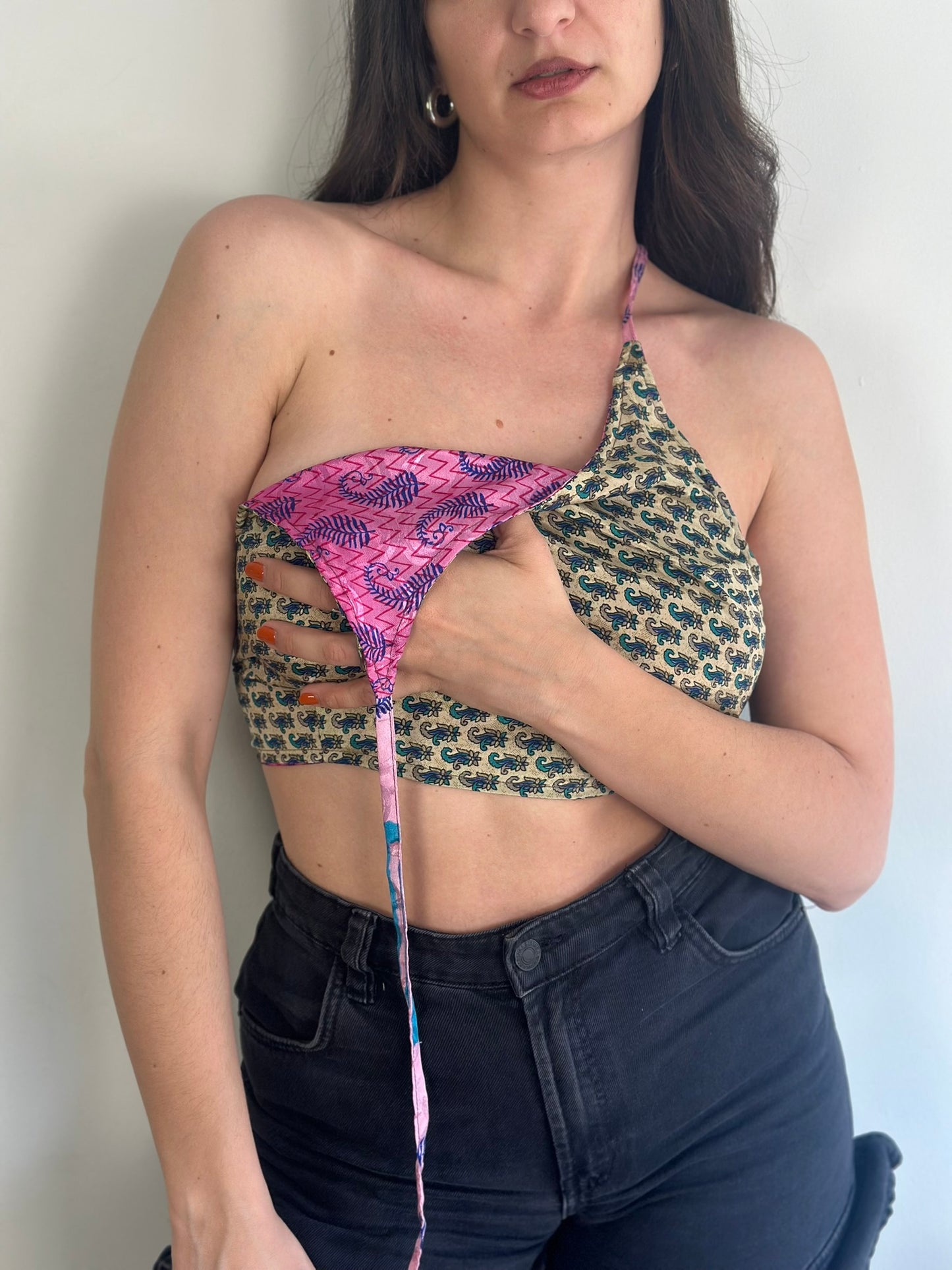 Silk Double Face Crop Top