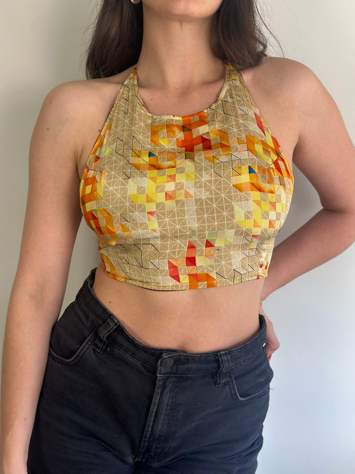 Silk Double Face Crop Top