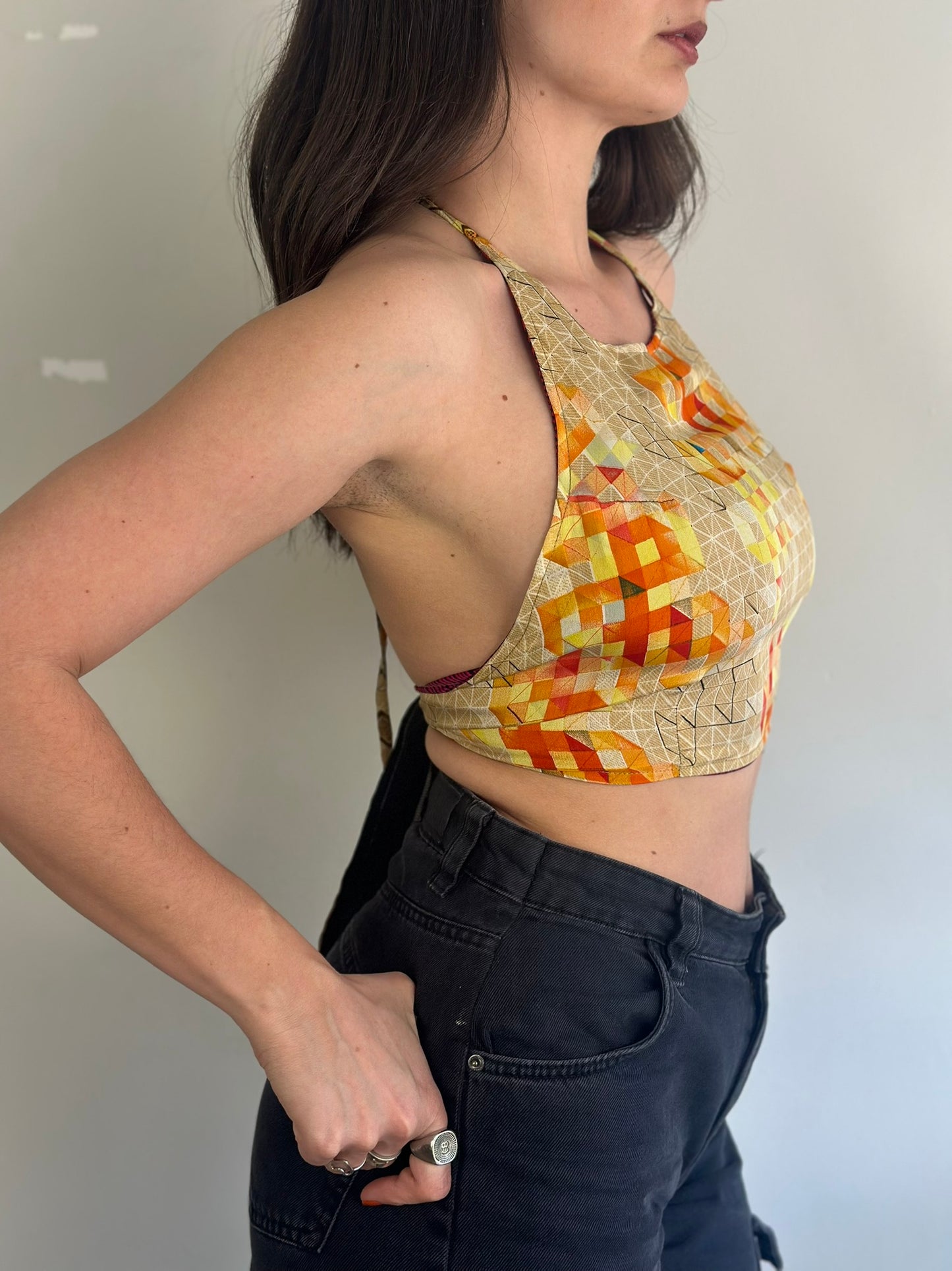 Silk Double Face Crop Top