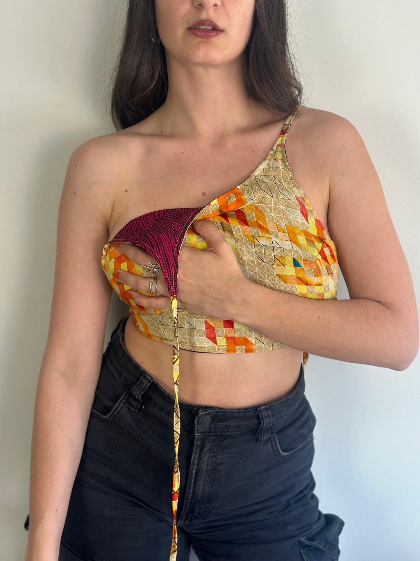 Silk Double Face Crop Top