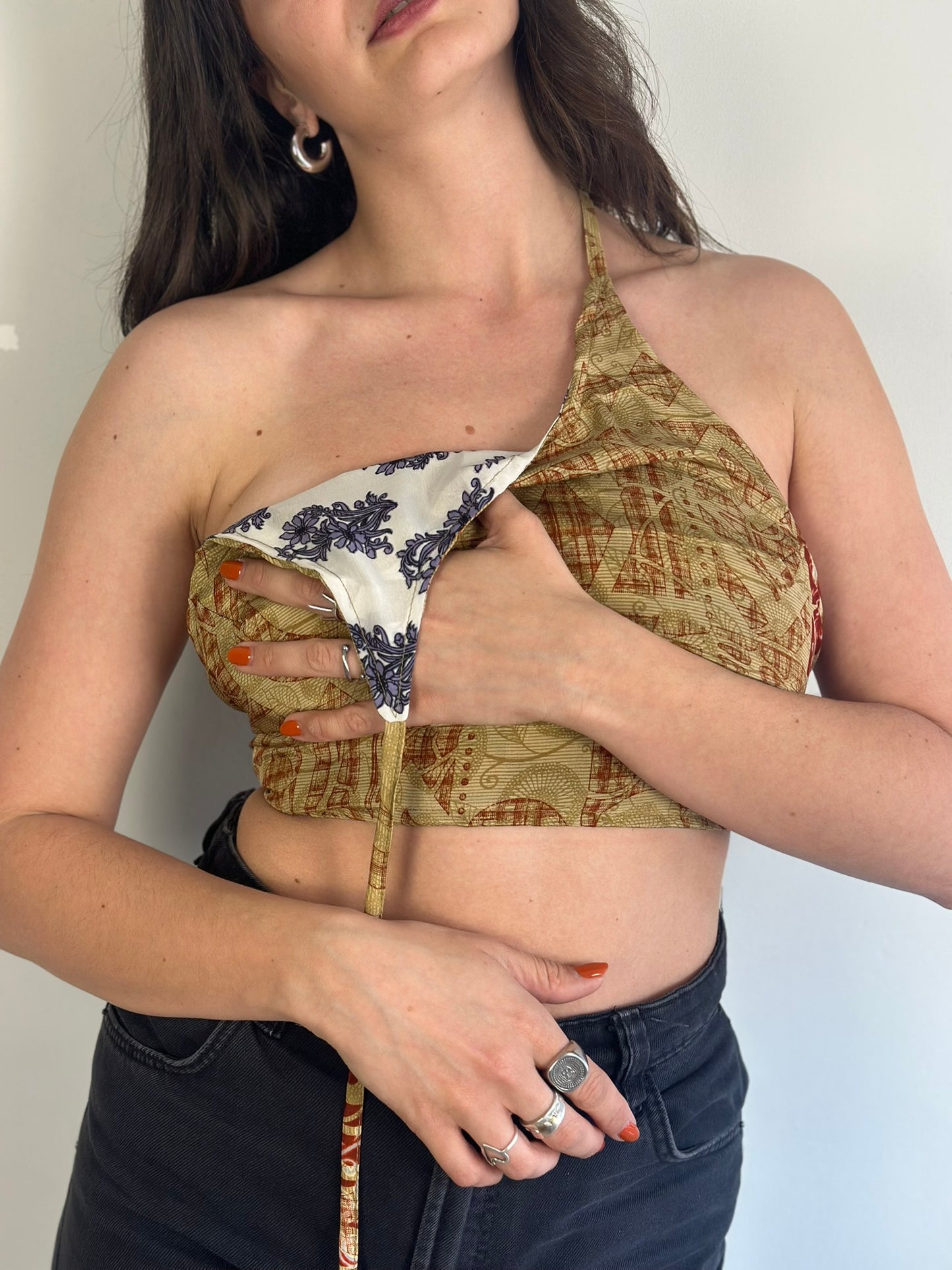 Silk Double Face Crop Top