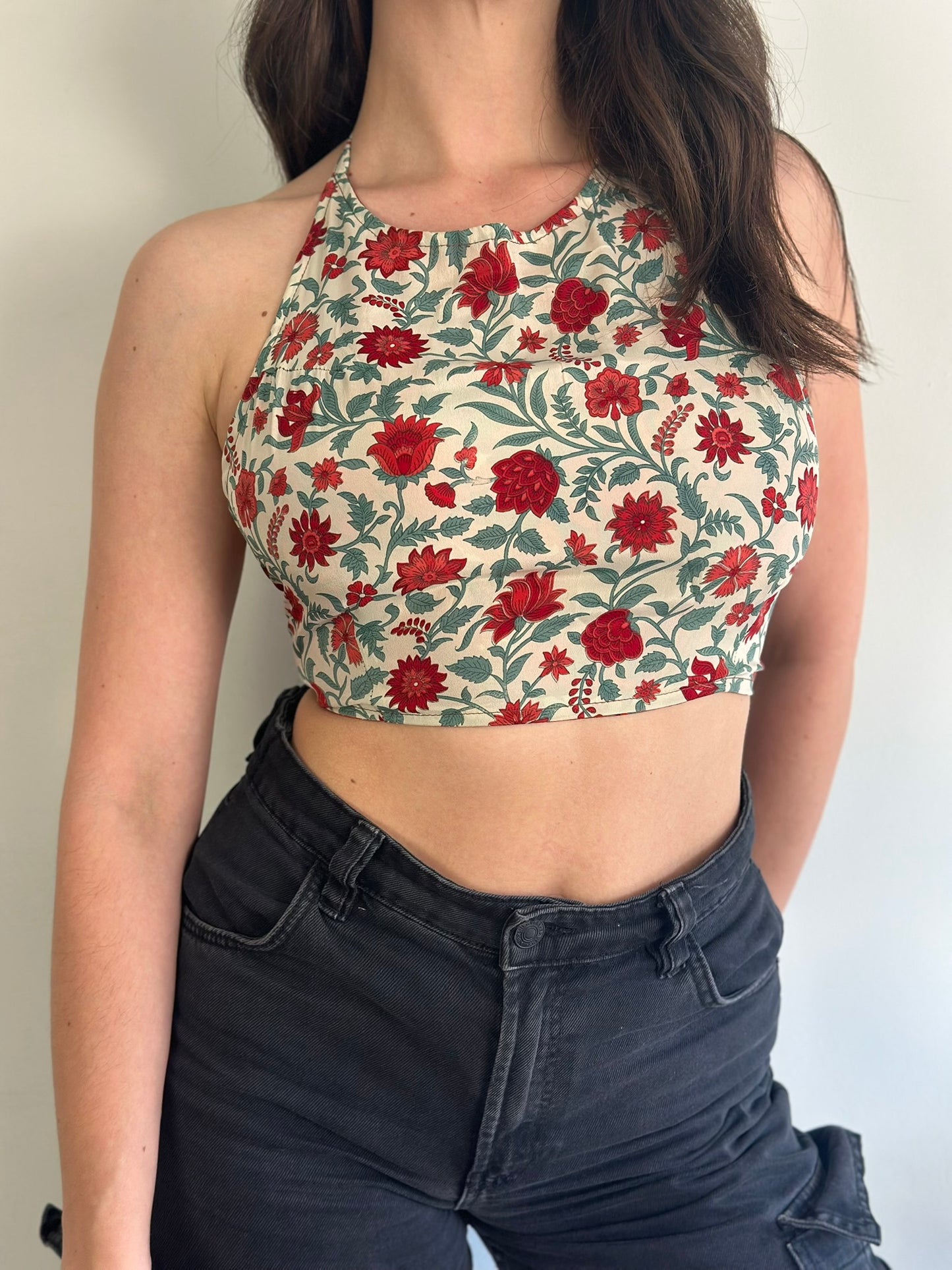 Silk Double Face Crop Top