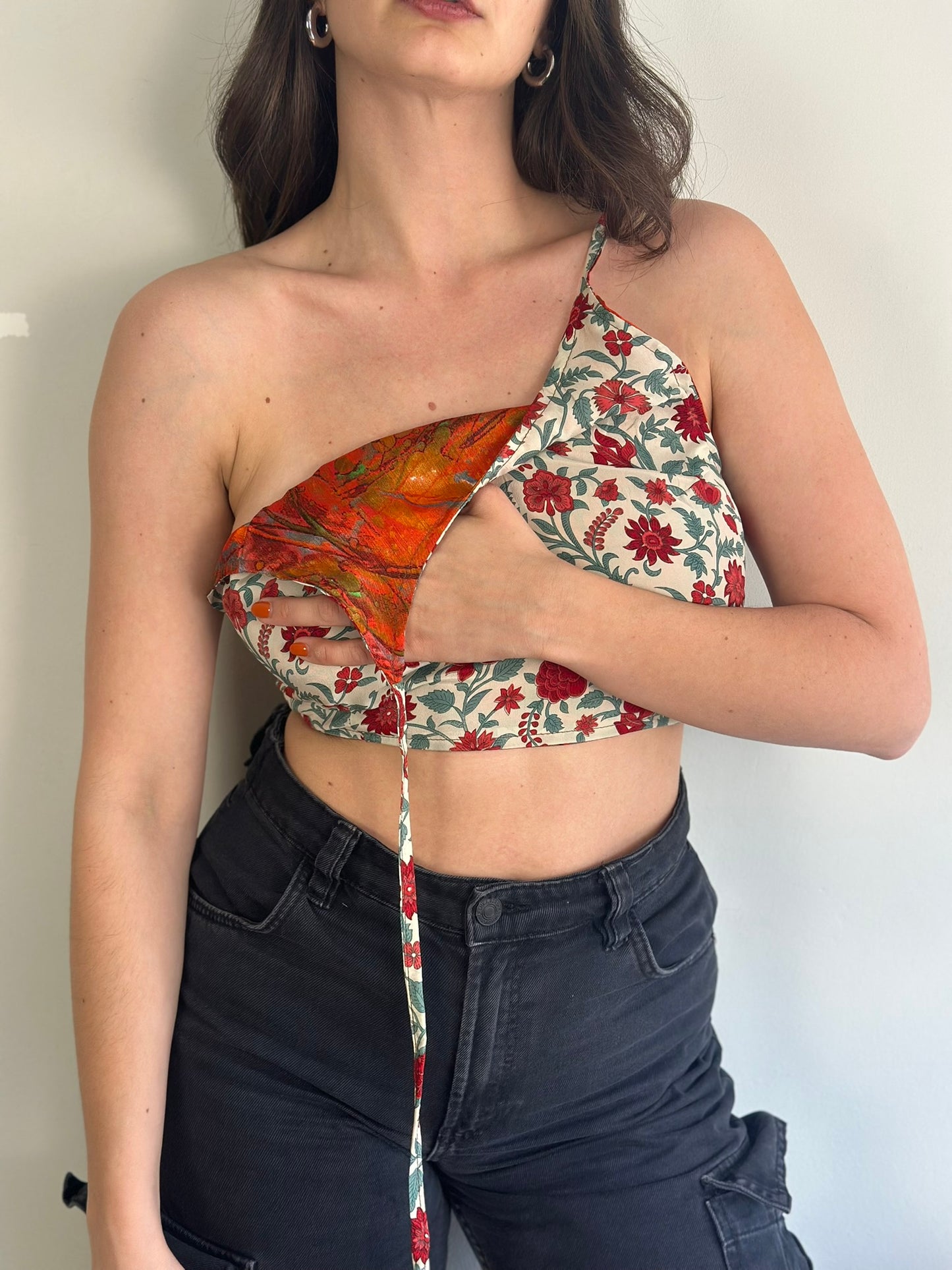 Silk Double Face Crop Top