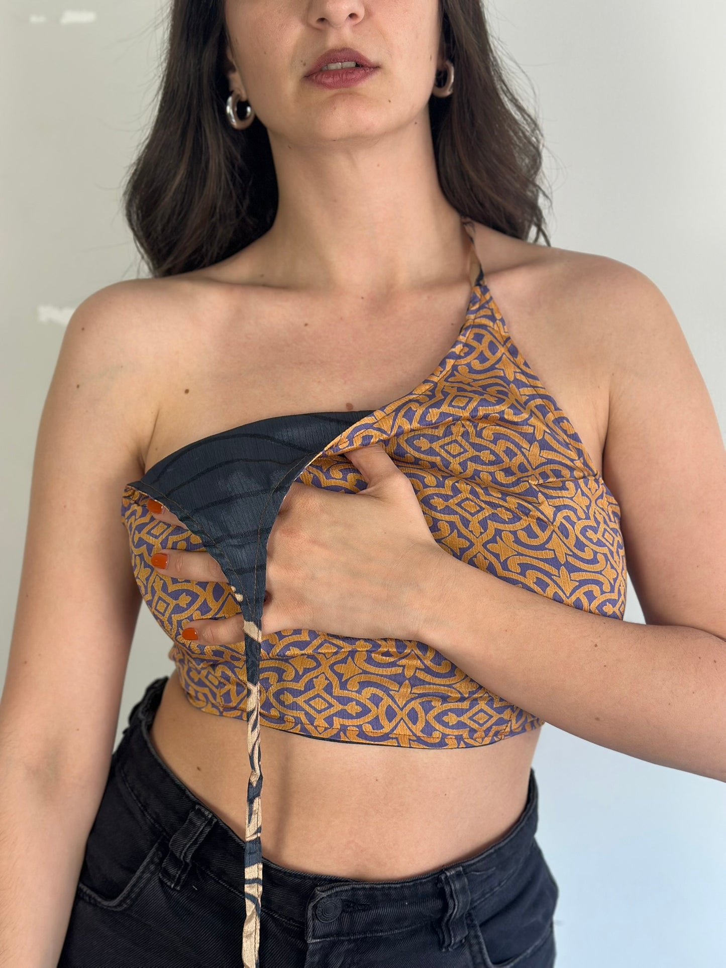 Silk Double Face Crop Top