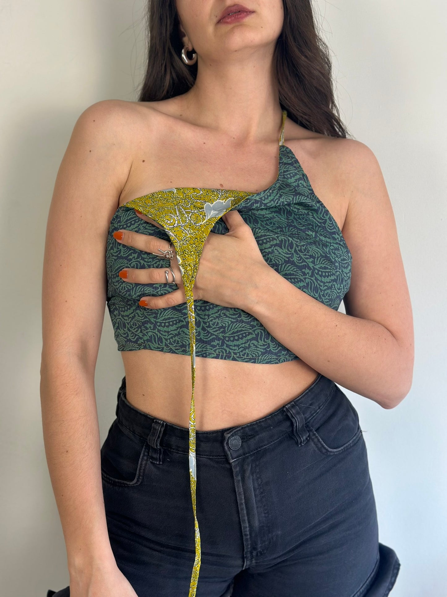 Silk Double Face Crop Top