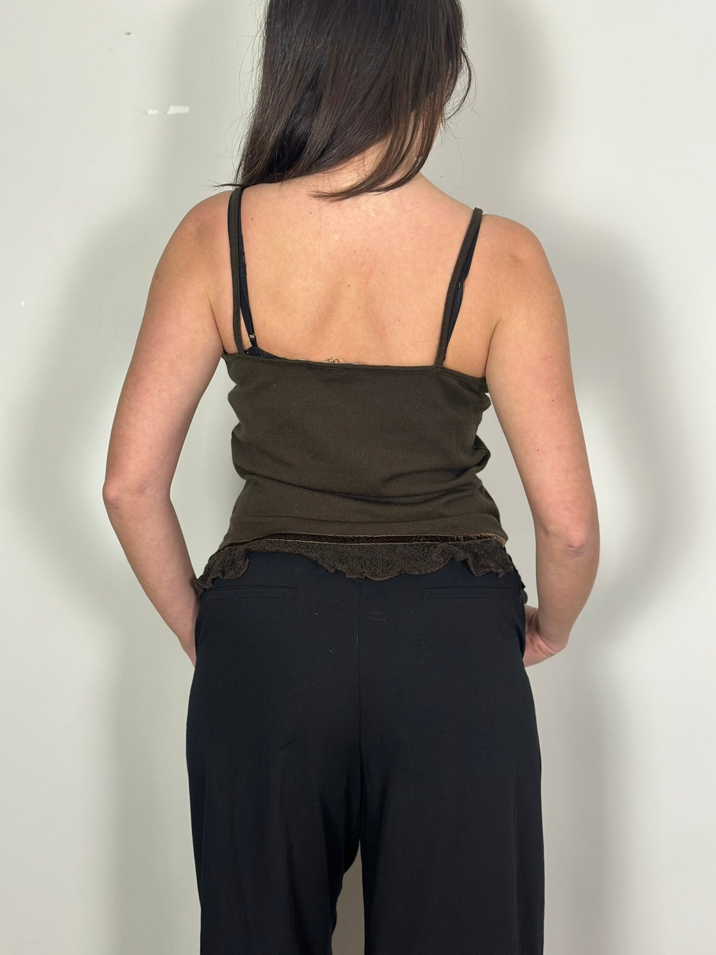 Vintage Brown Top with lace details