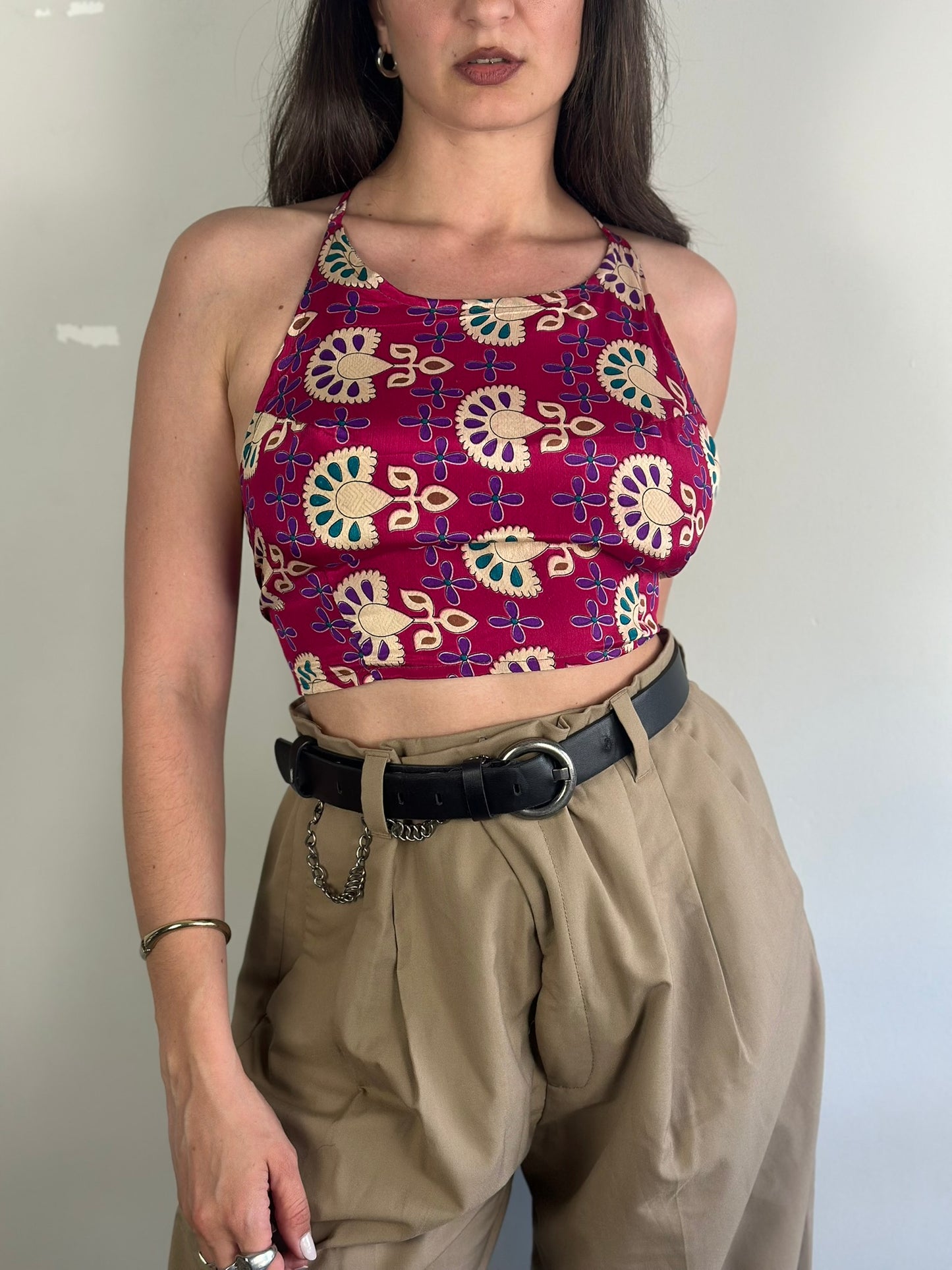 Silk Double Face Crop Top