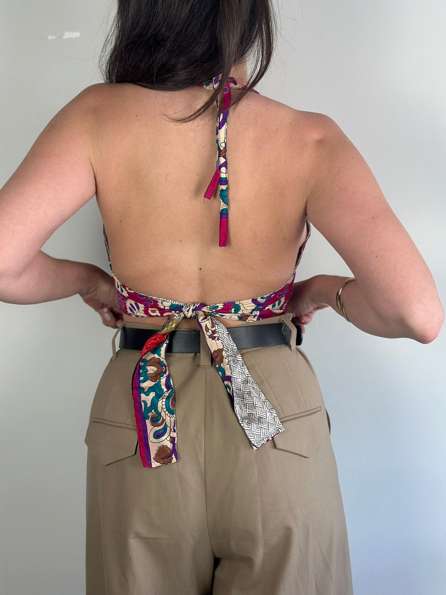 Silk Double Face Crop Top