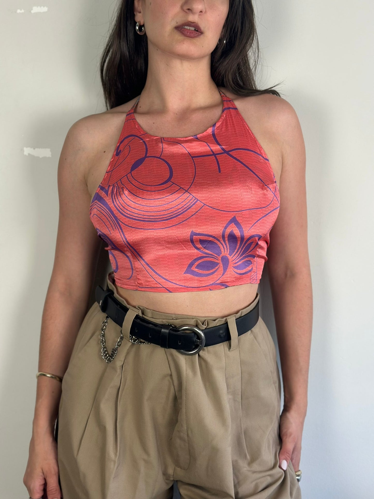Silk Double Face Crop Top