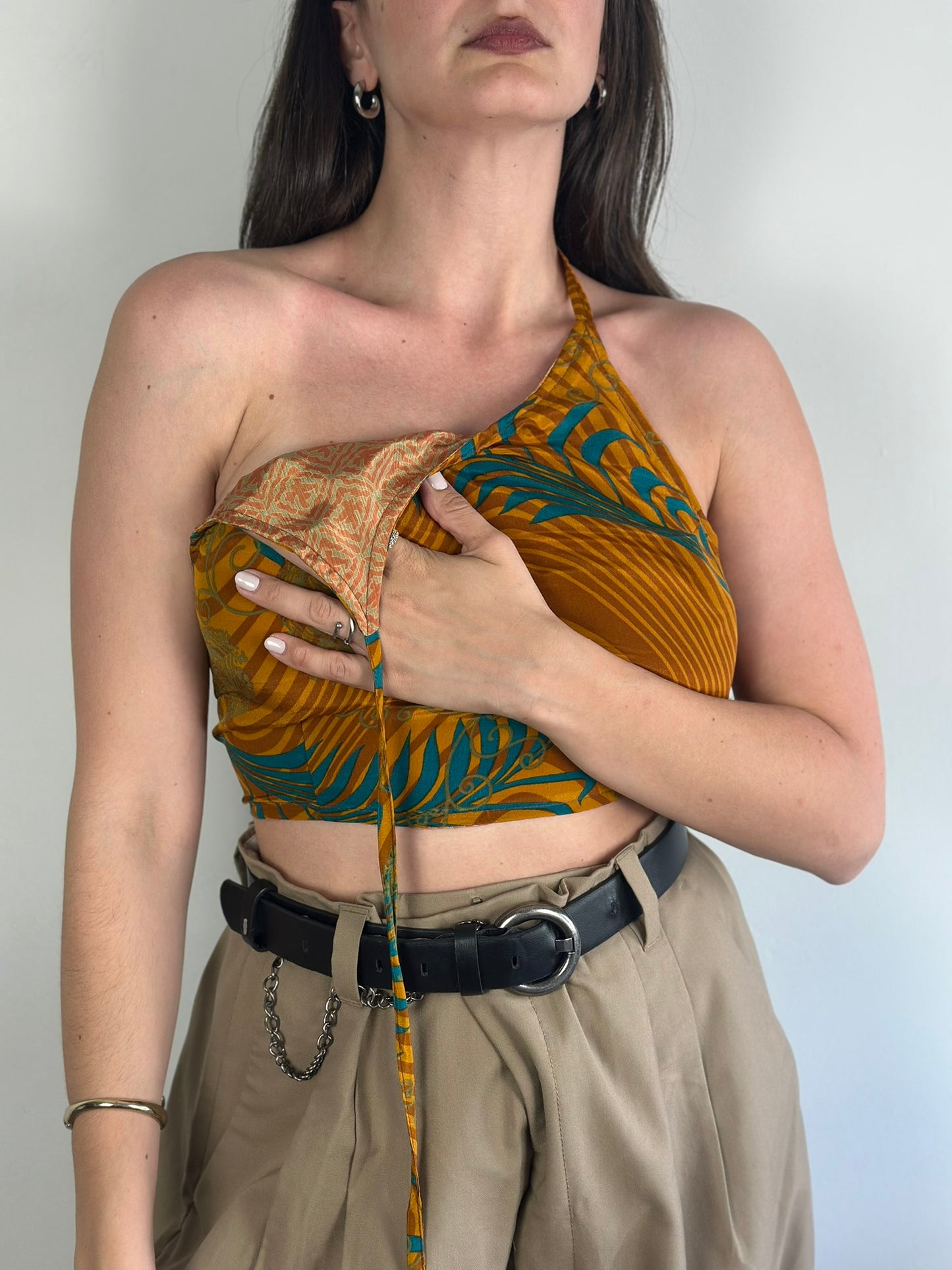 Silk Double Face Crop Top