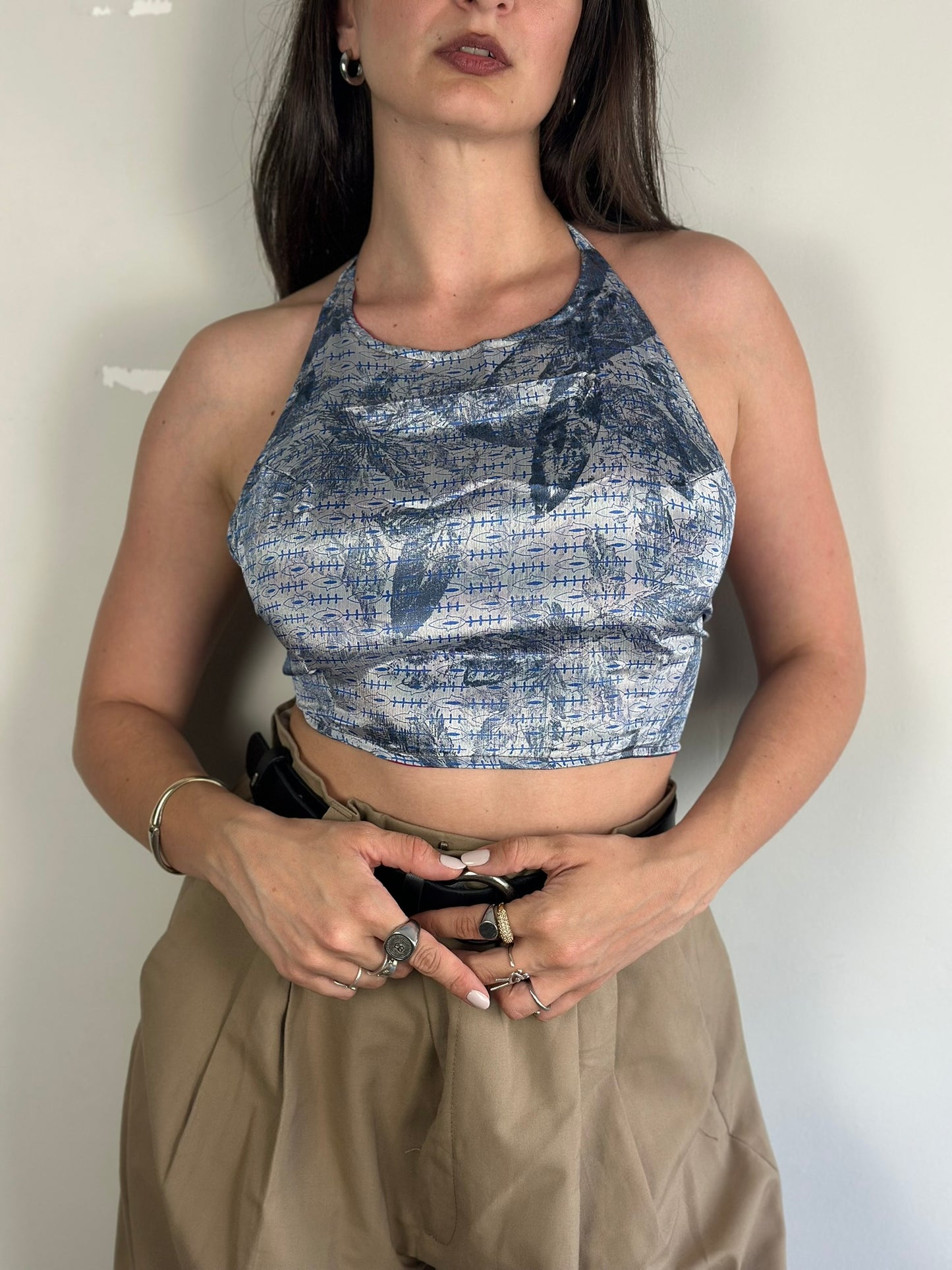 Silk Double Face Crop Top