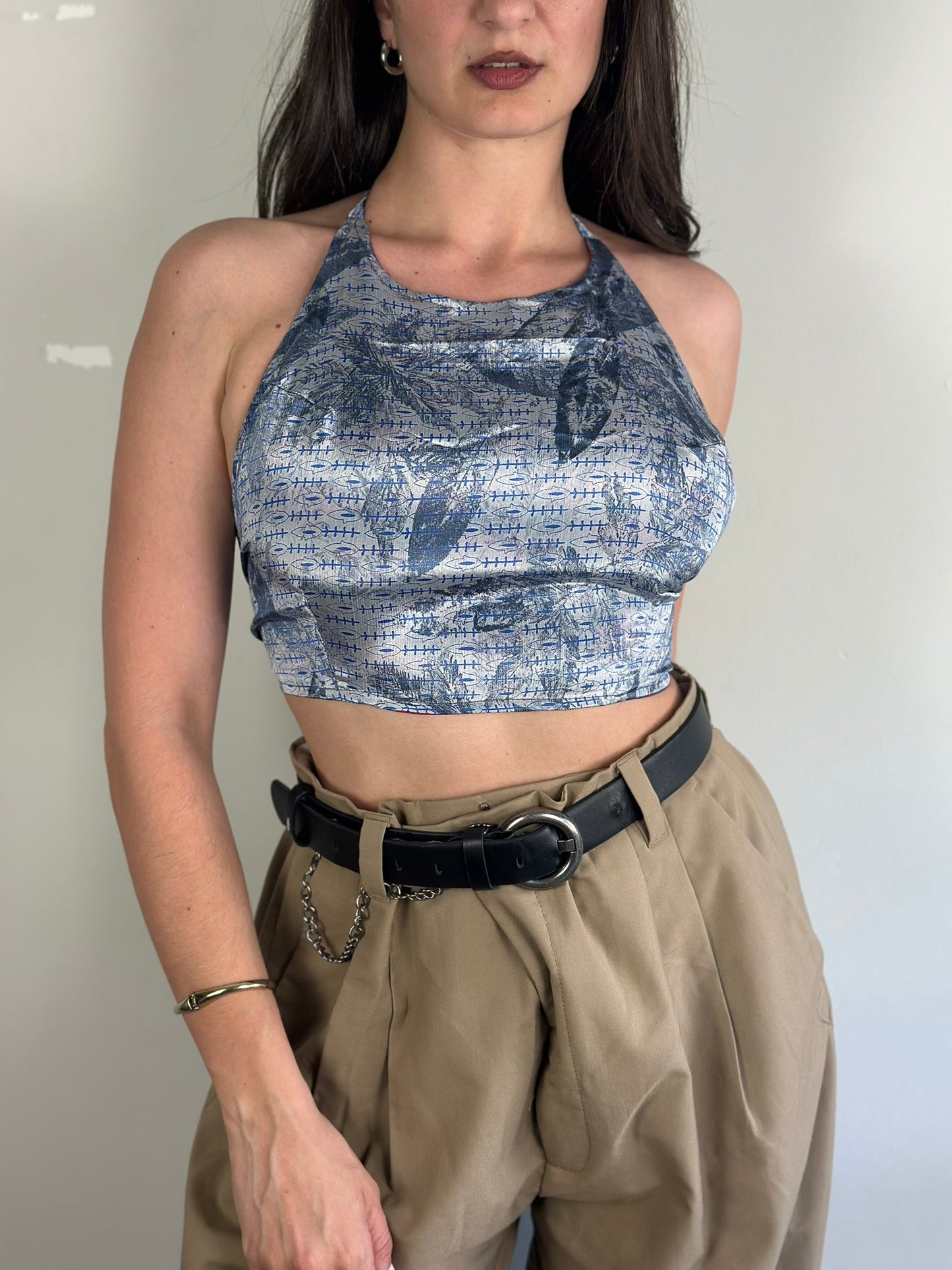 Silk Double Face Crop Top