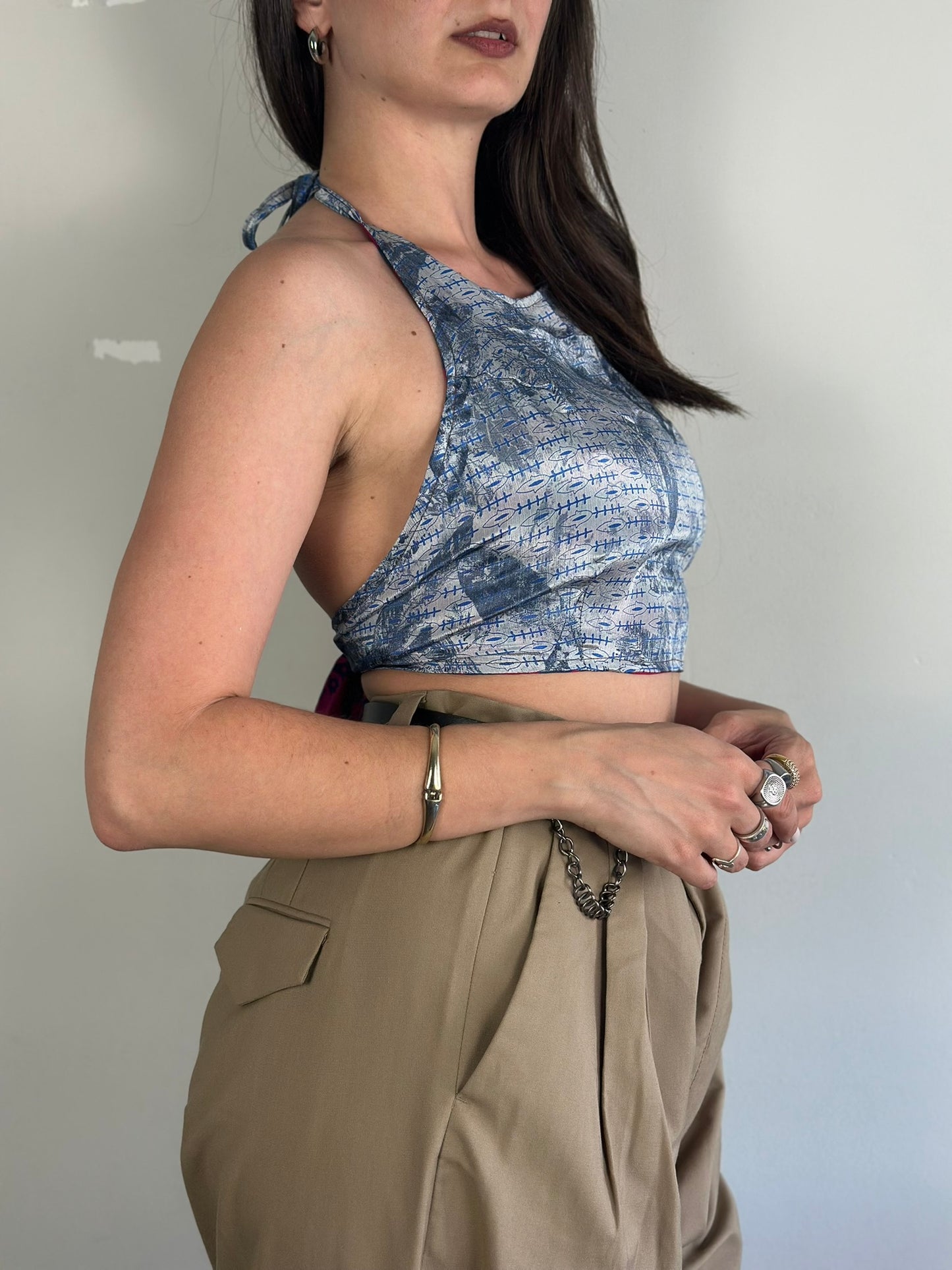 Silk Double Face Crop Top