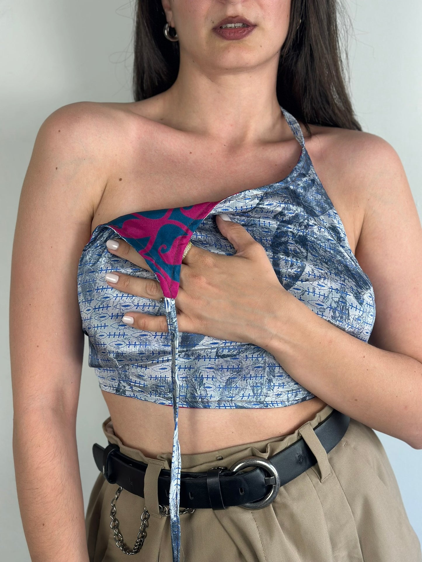 Silk Double Face Crop Top