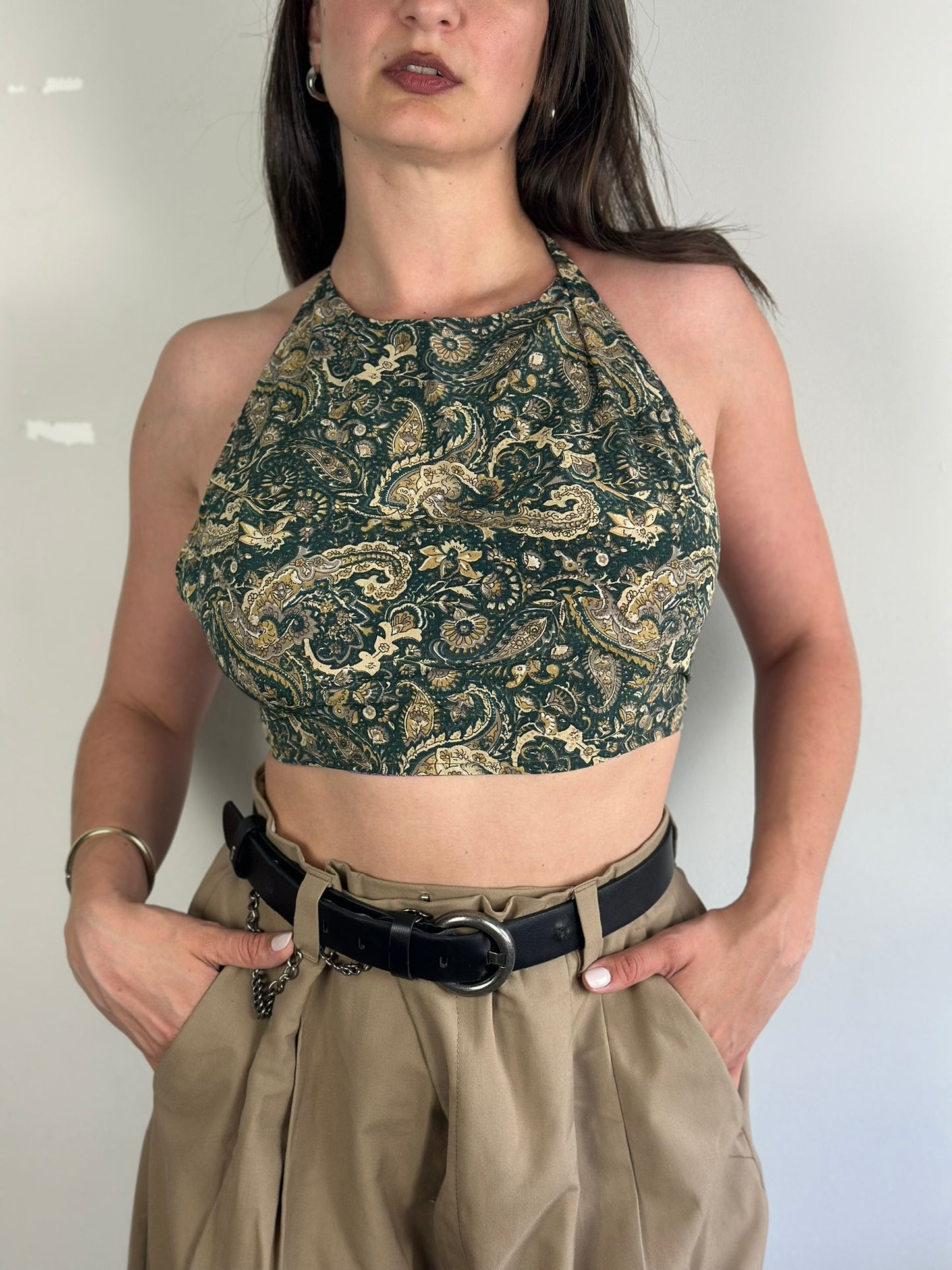 Silk Double Face Crop Top
