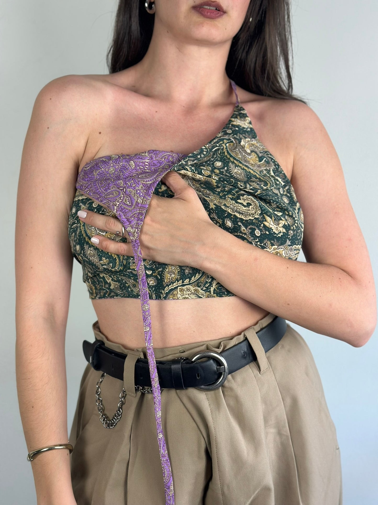 Silk Double Face Crop Top