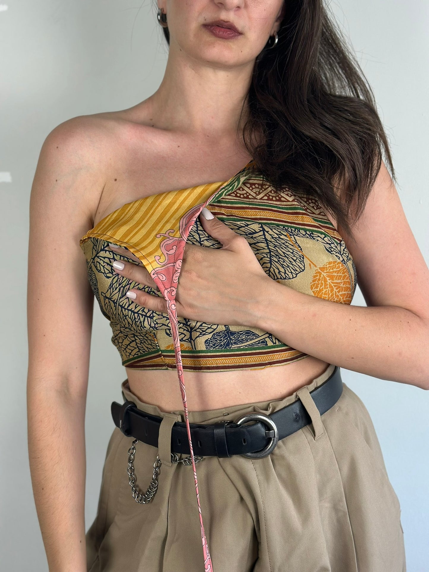 Silk Double Face Crop Top