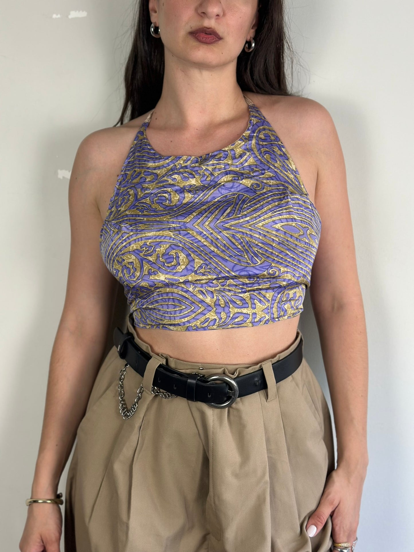 Silk Double Face Crop Top