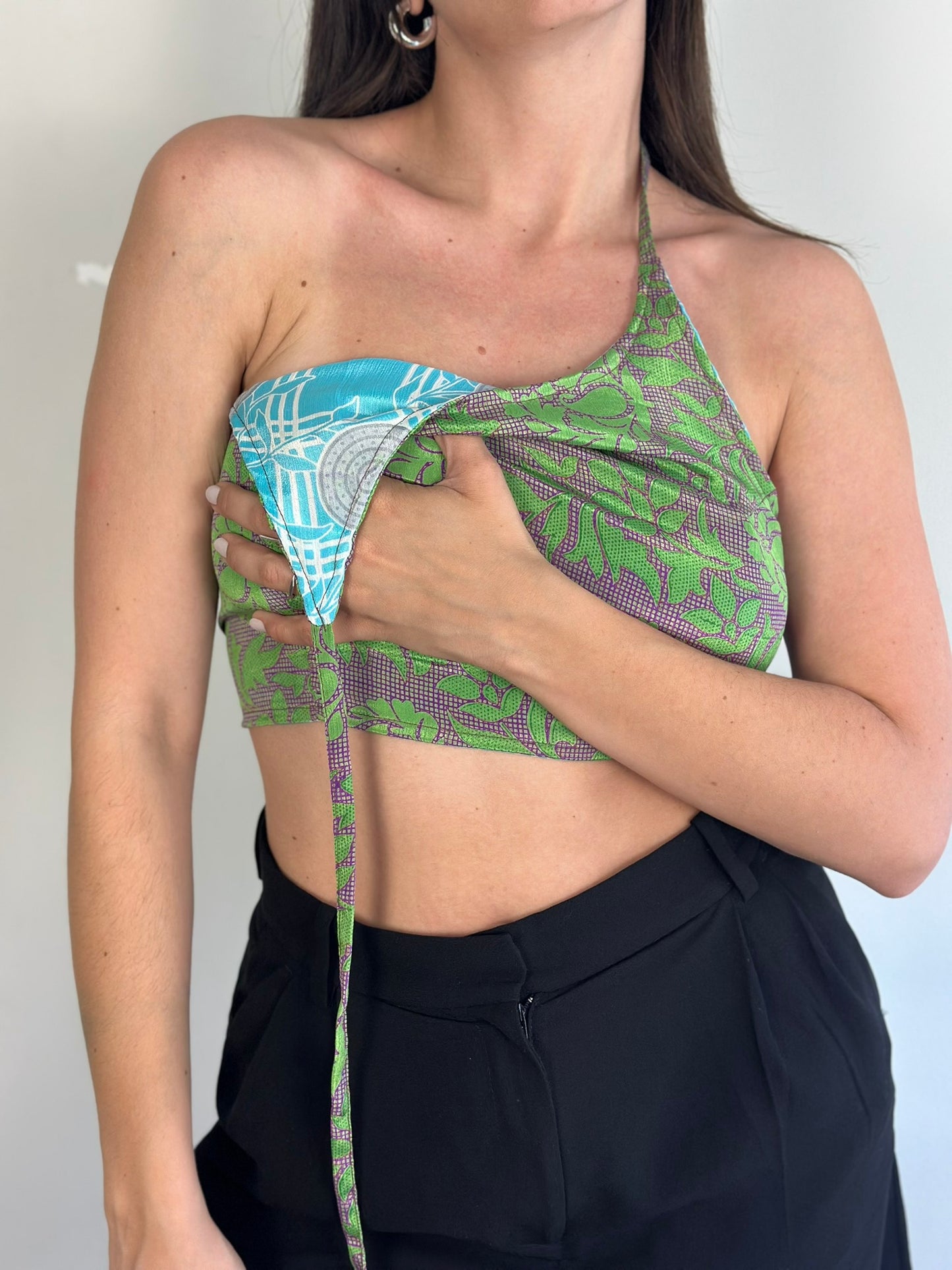 Silk Double Face Crop Top