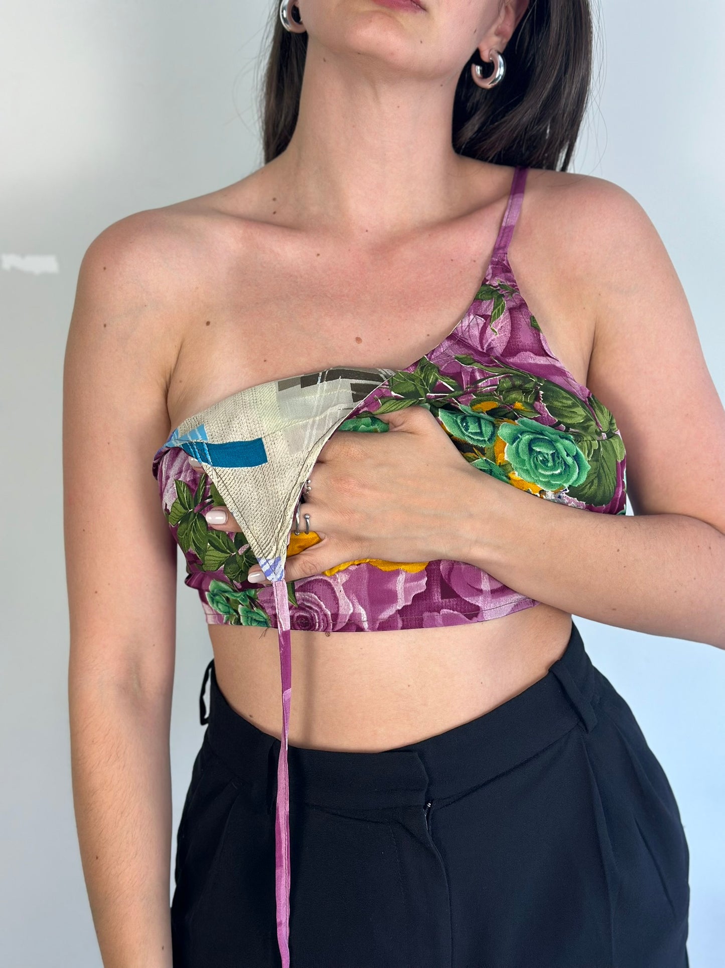Silk Double Face Crop Top