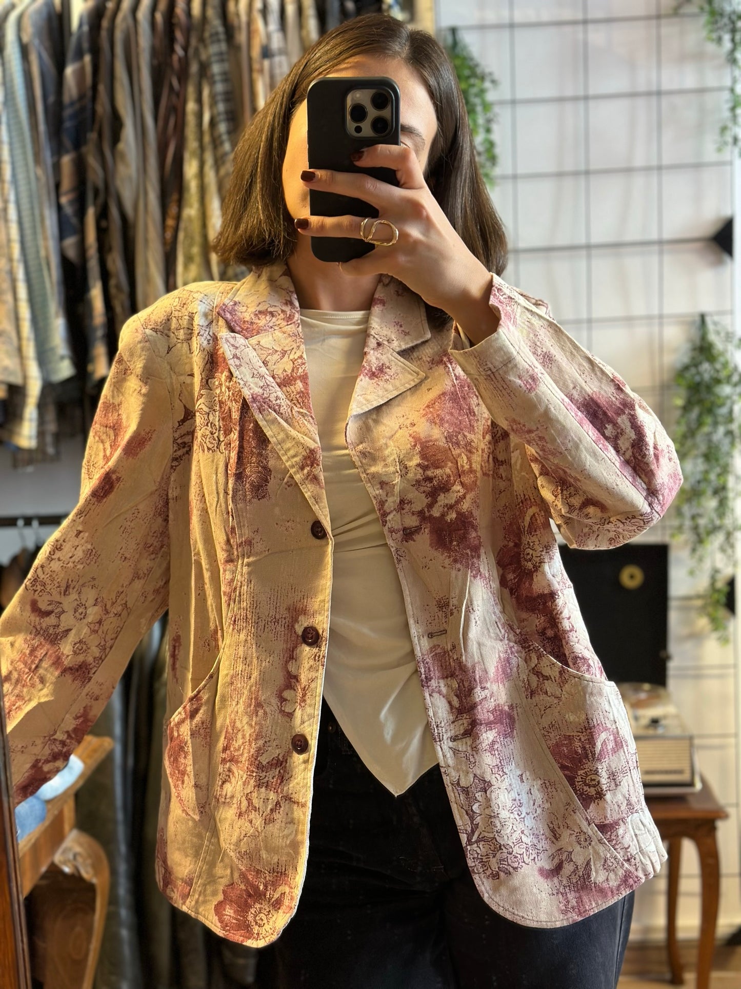 Vintage Printed Blazer