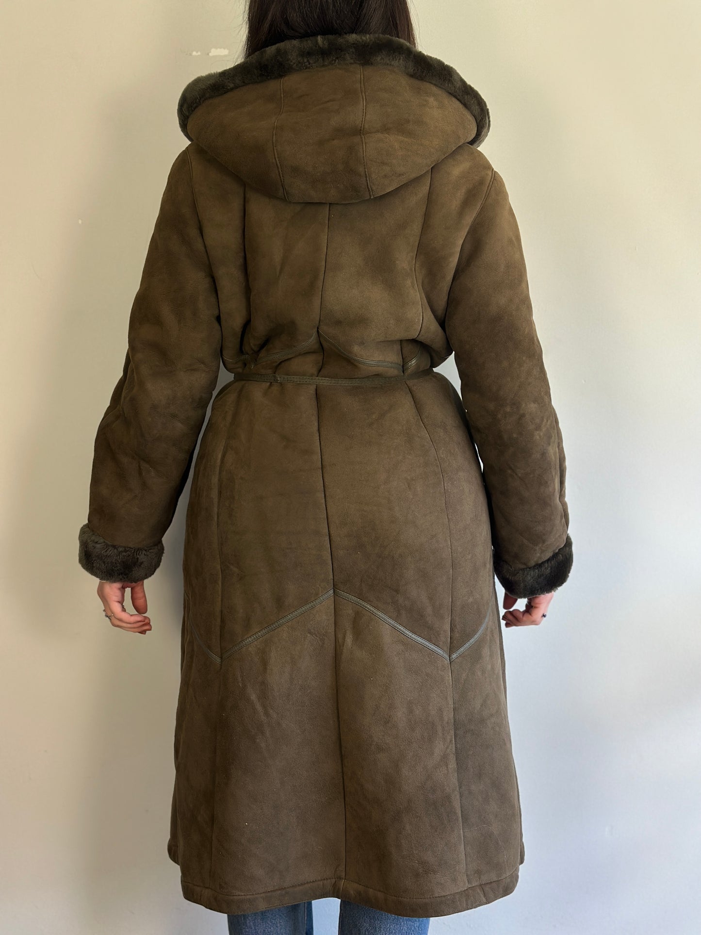 Vintage Khaki Sheepskin Coat