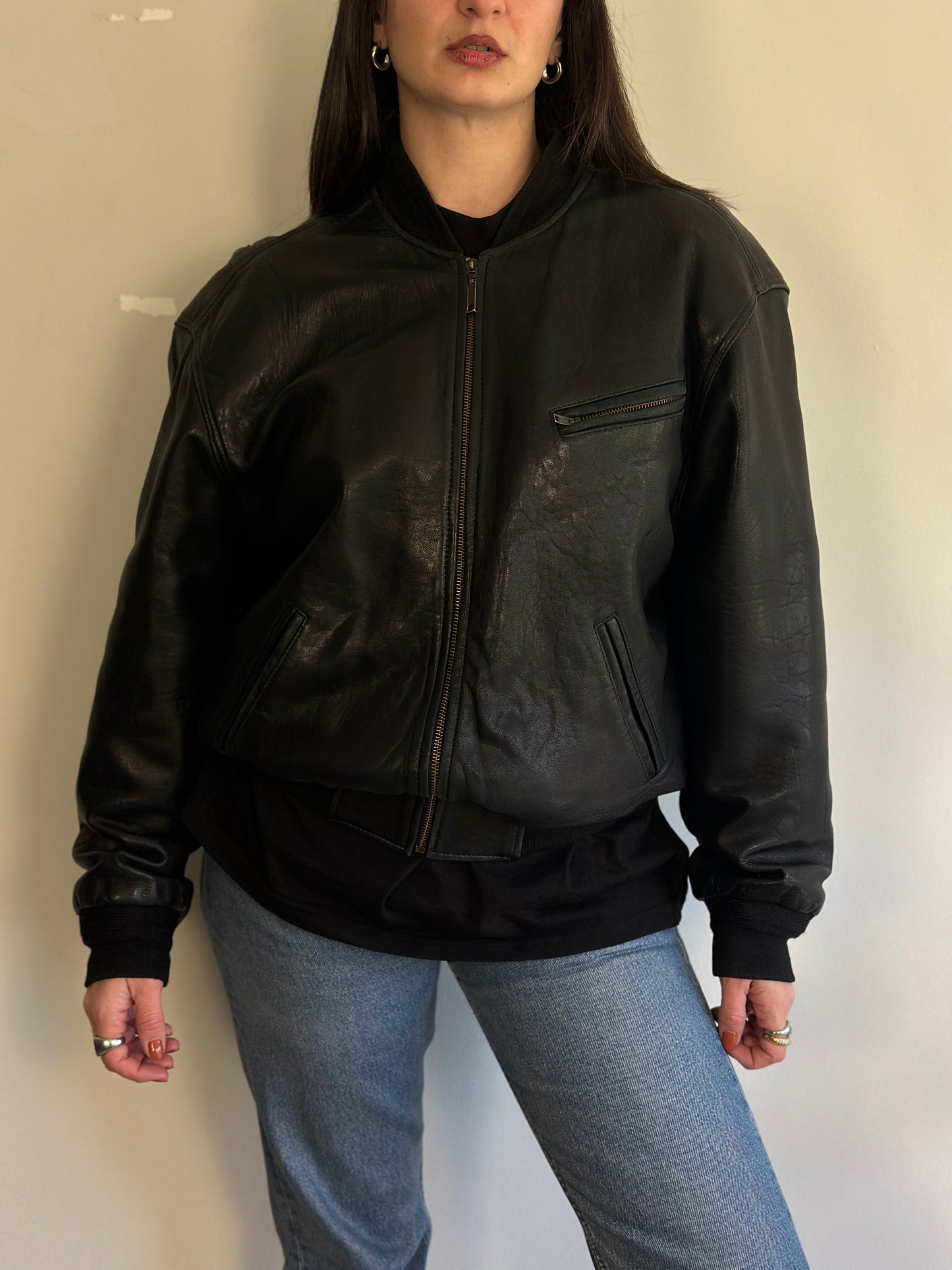Vintage Leather Bomber Jacket