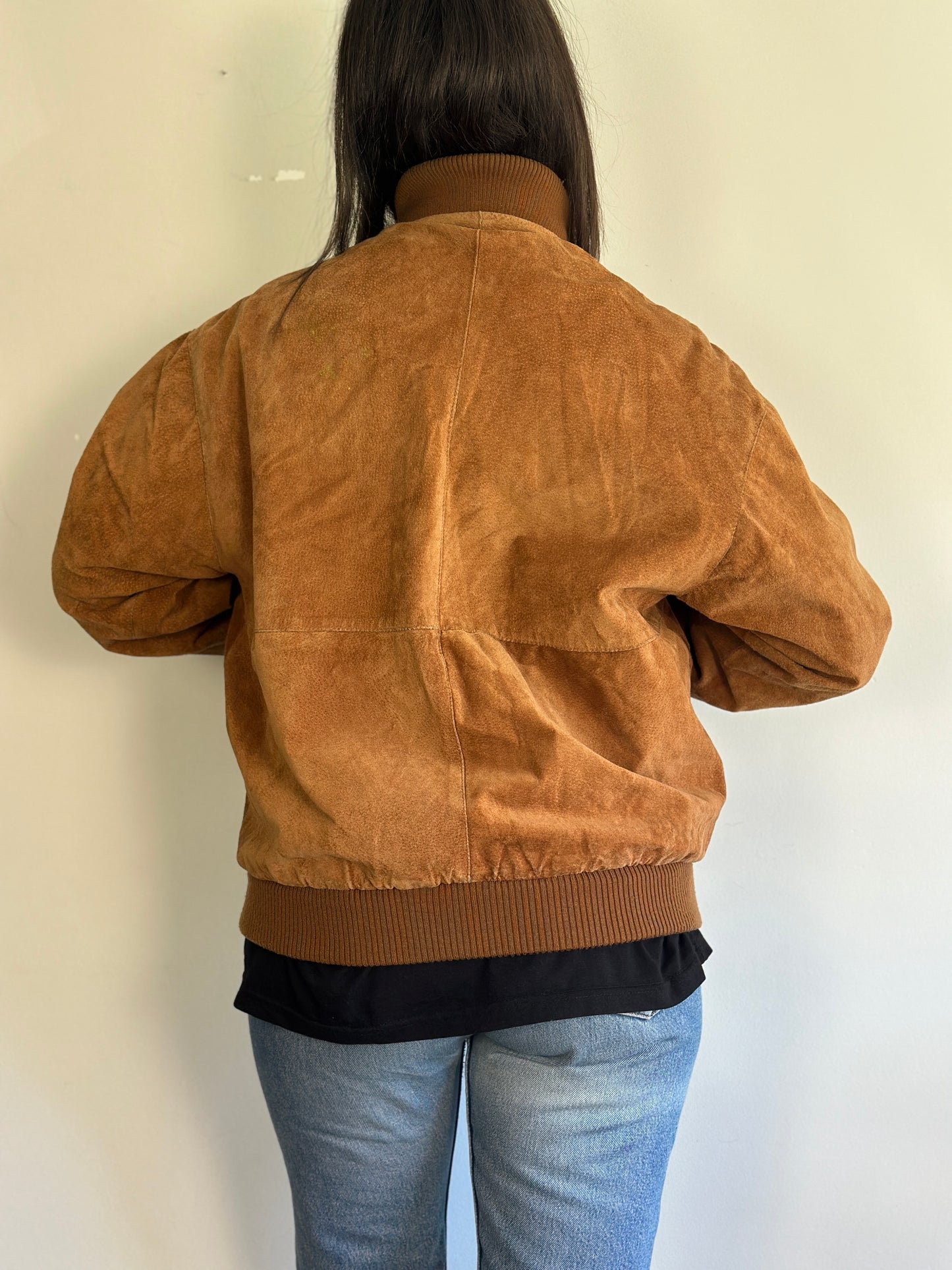 Vintage Suede Bomber Jacket