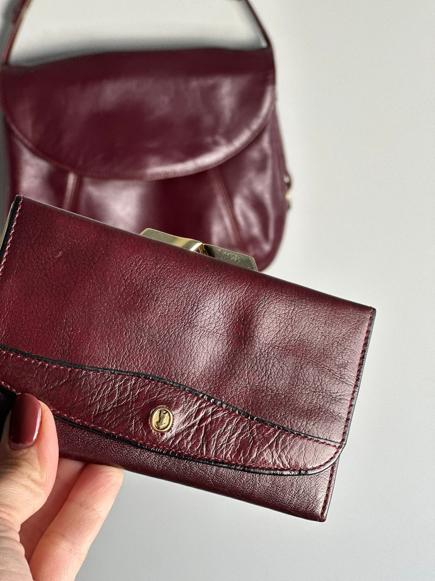 Vintage Burgundy Bag With Wallet
