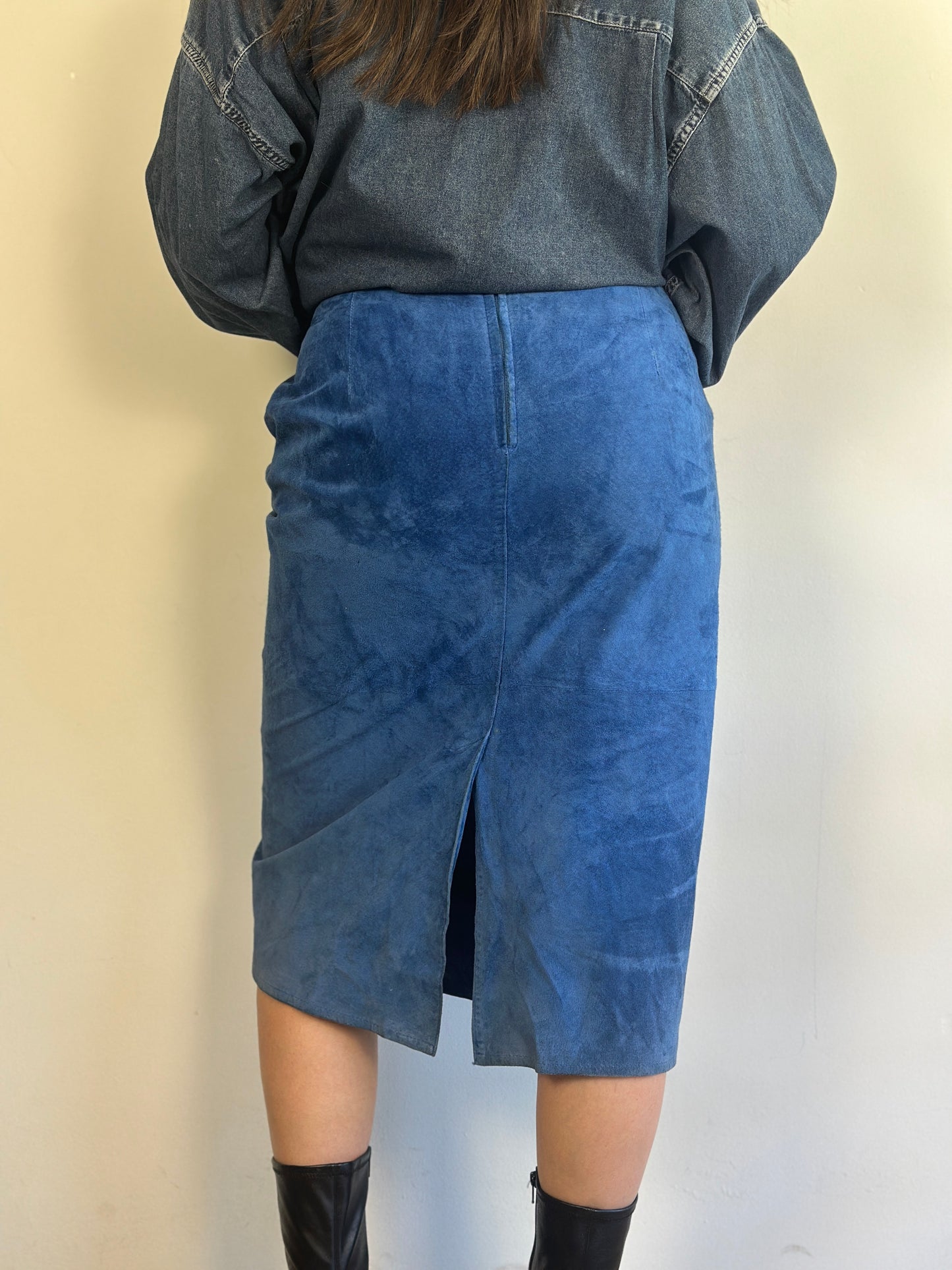 Vintage Suede Blue Skirt